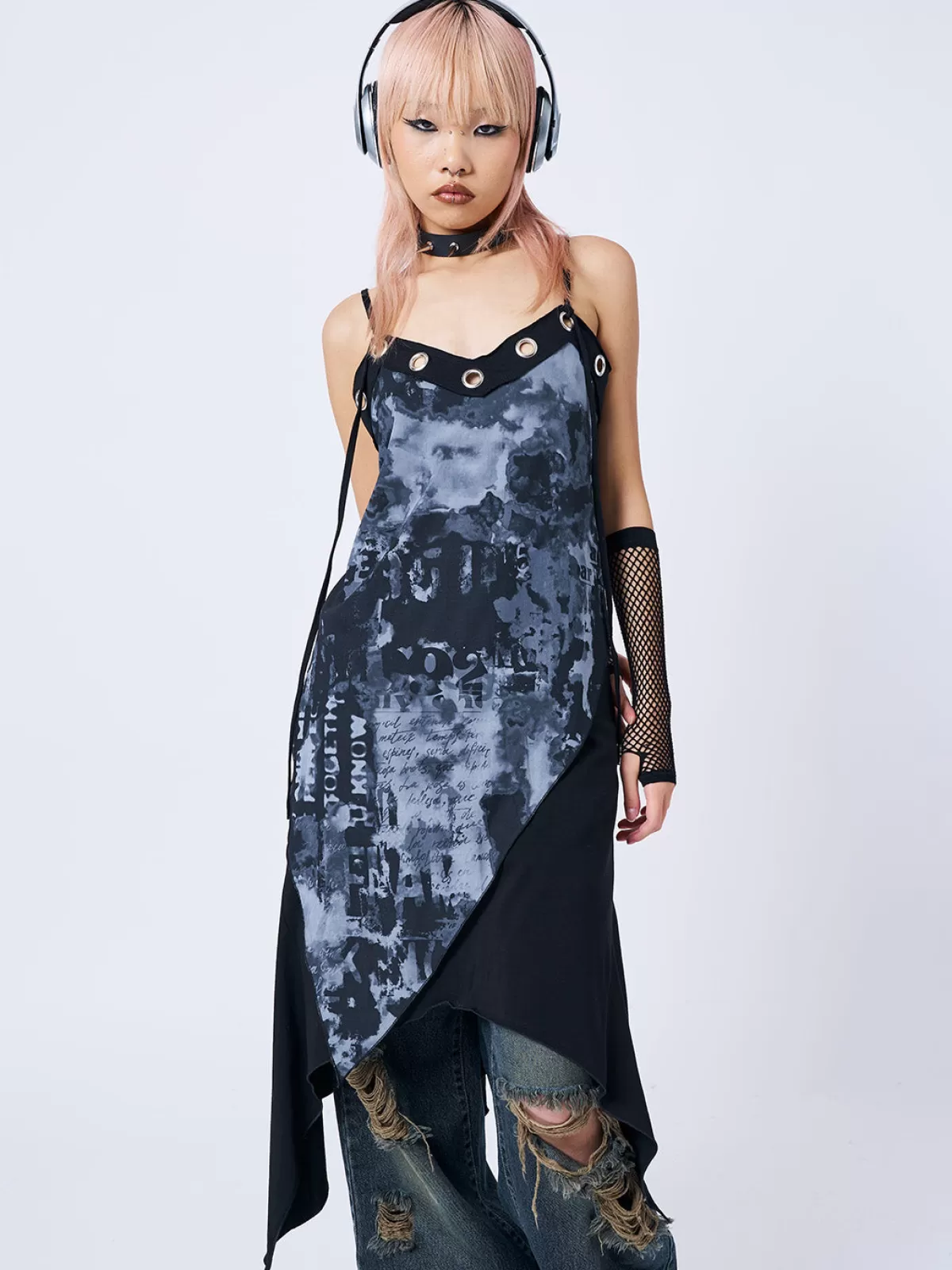 Best Minga London 1992 & Grey Asymmetric Midi Dress Black