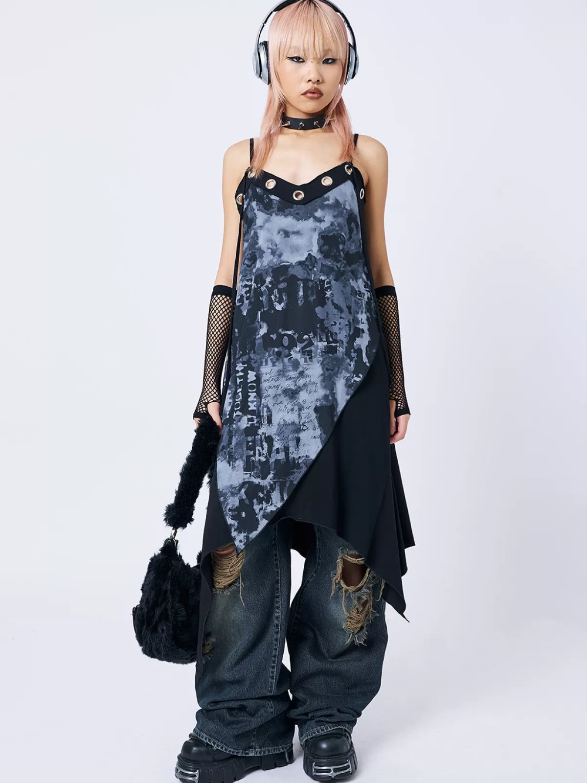 Best Minga London 1992 & Grey Asymmetric Midi Dress Black