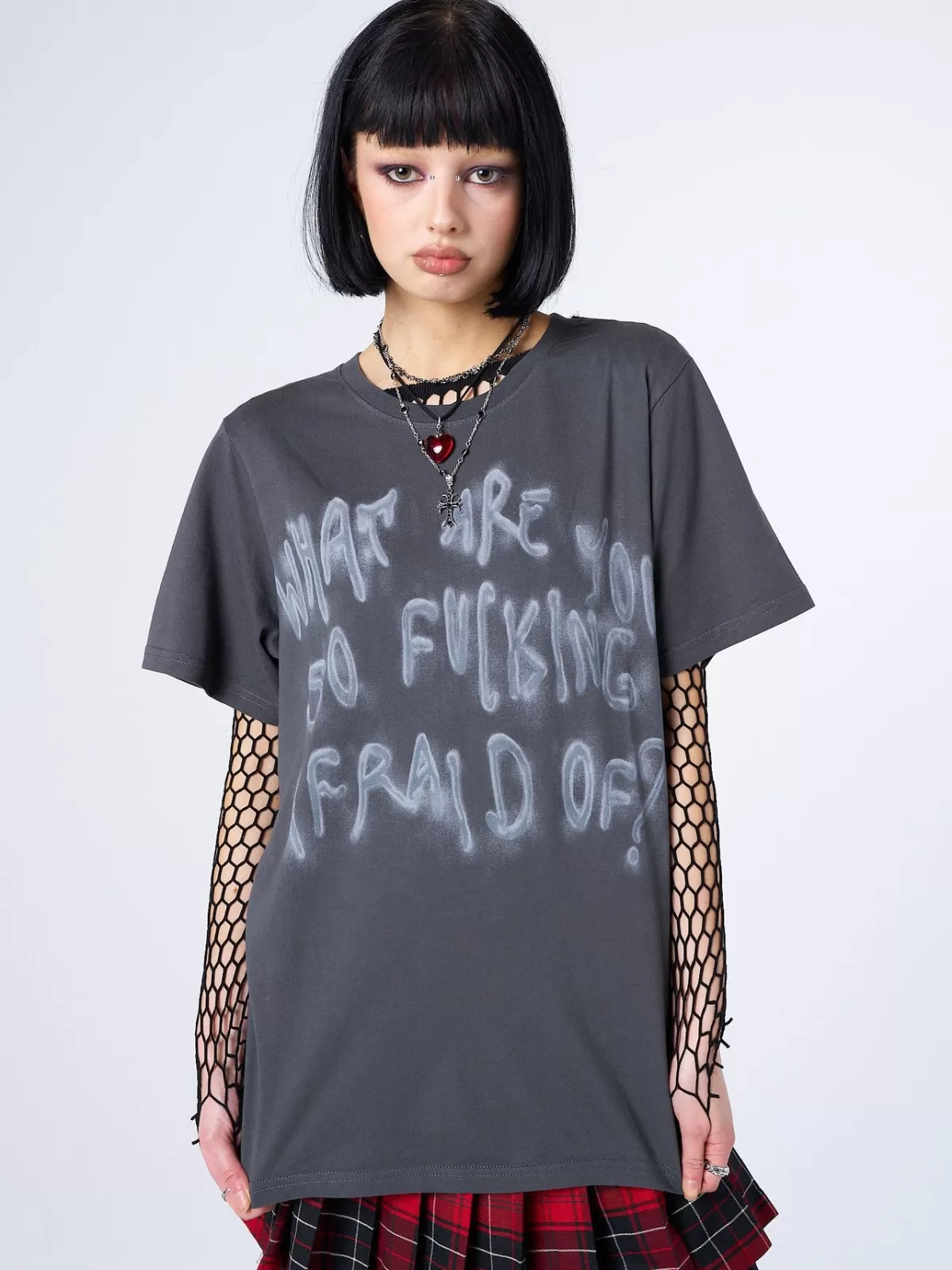 Cheap Minga London Afraid Of Graphic T-shirt Grey