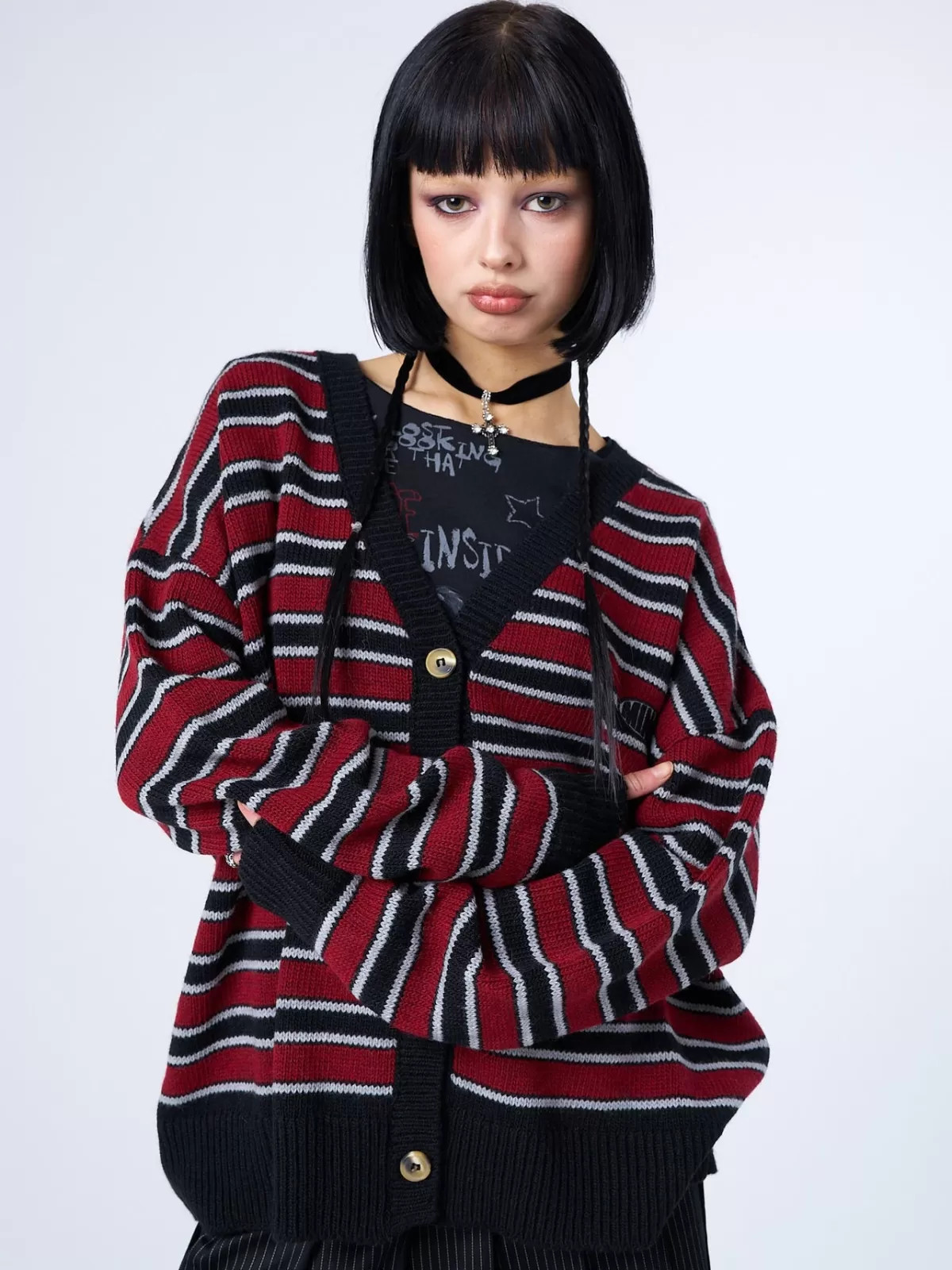 Online Minga London Alexa Striped Knit Cardigan Red