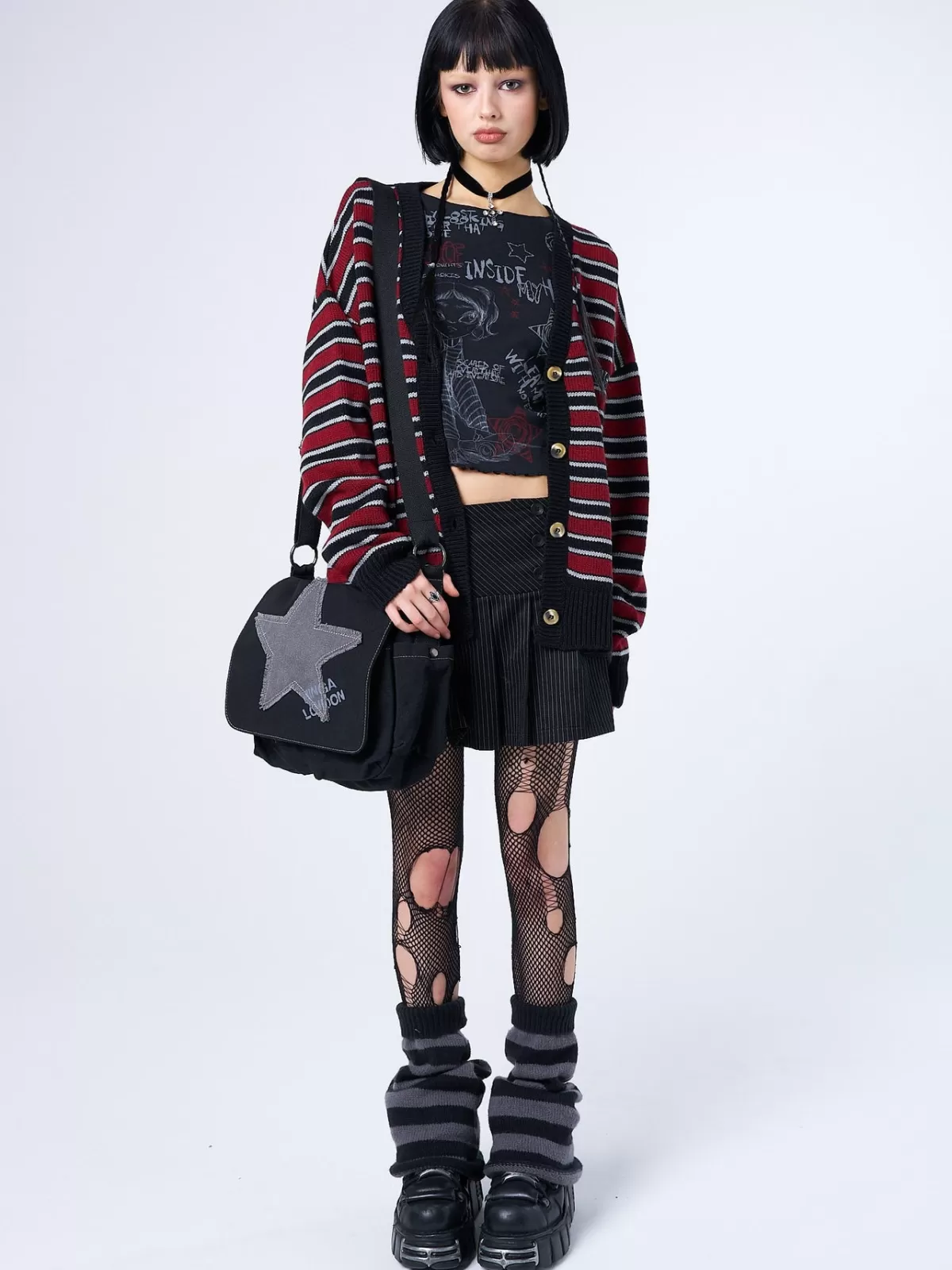 Online Minga London Alexa Striped Knit Cardigan Red