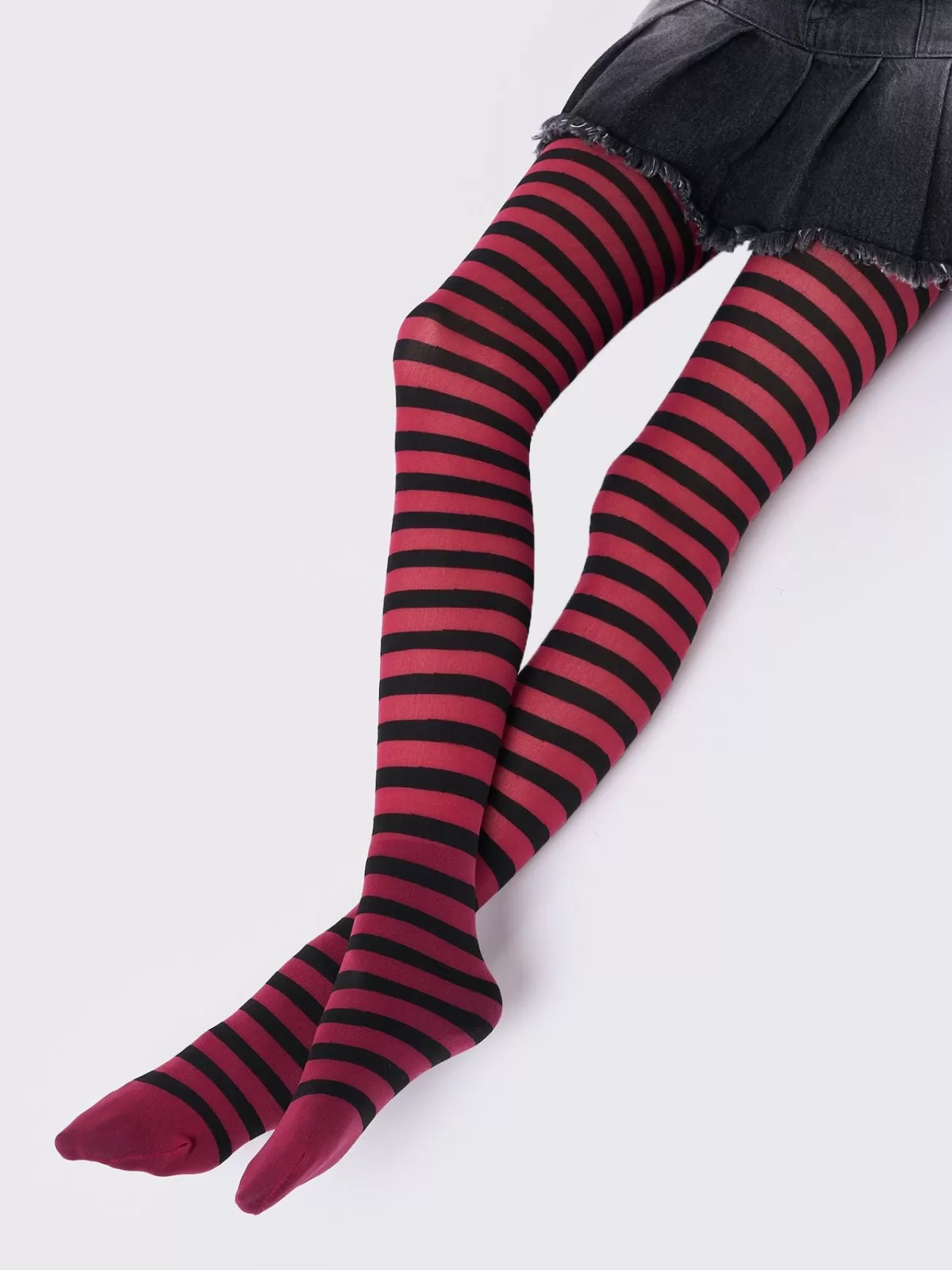 Store Minga London Aoki & Black Striped Tights Red