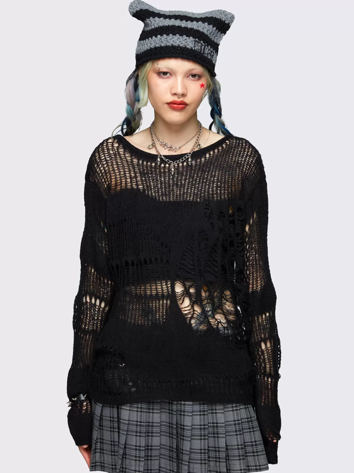 Store Minga London Arachne Distressed Knit Jumper Black