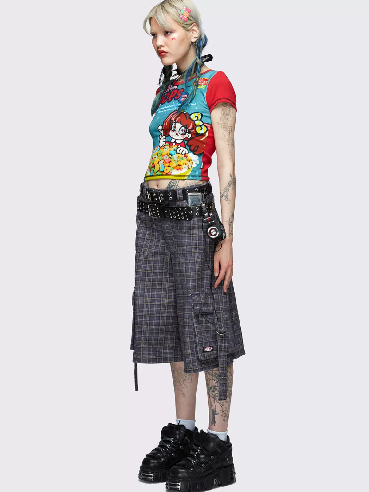 Flash Sale Minga London Arlo Plaid Long Cargo Shorts Blue