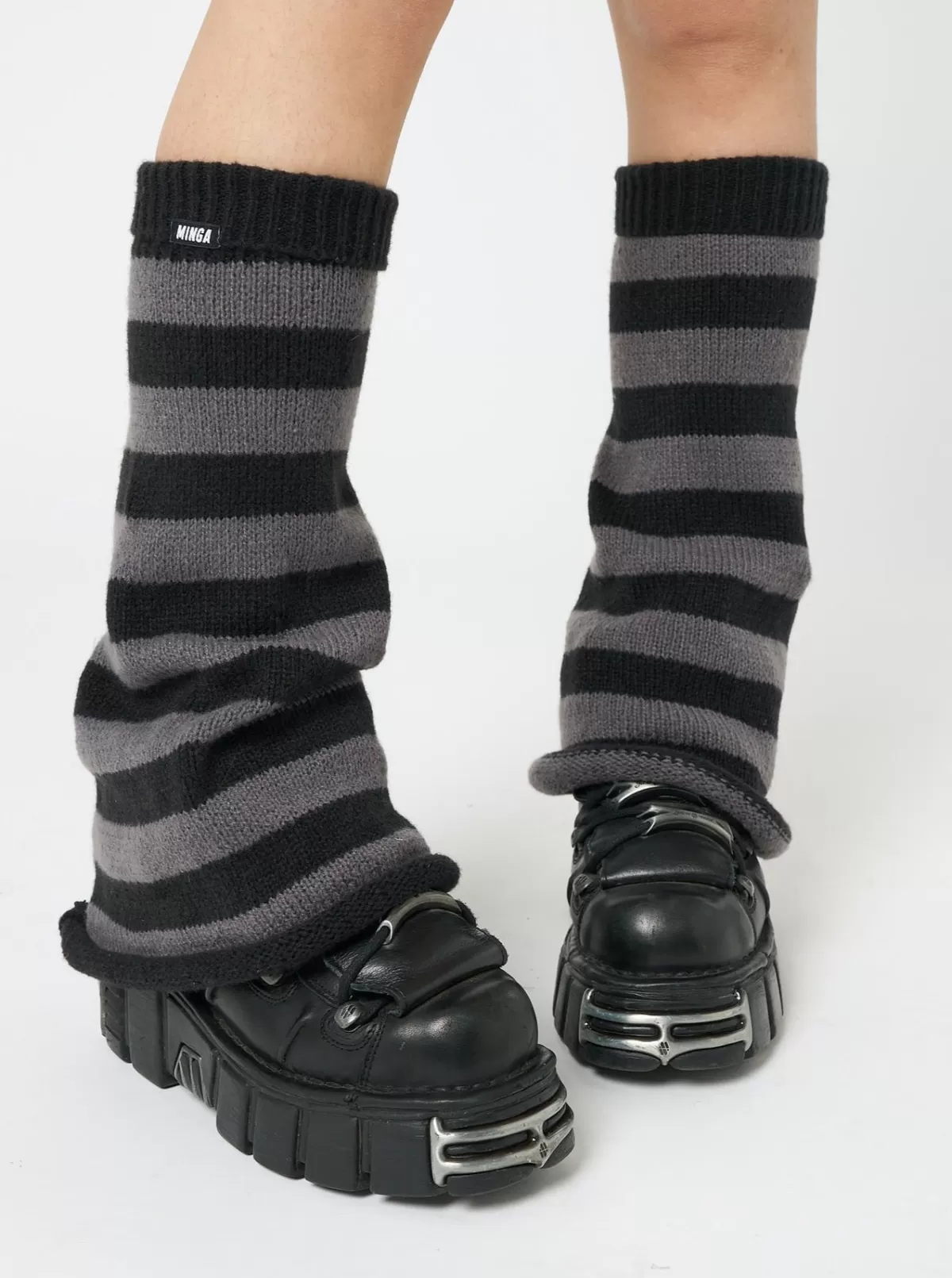 Best Sale Minga London Black & Striped Flare Leg Warmers Grey