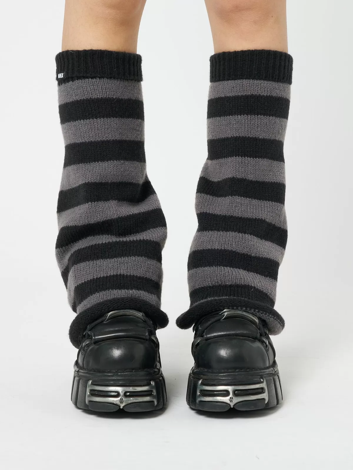 Best Sale Minga London Black & Striped Flare Leg Warmers Grey