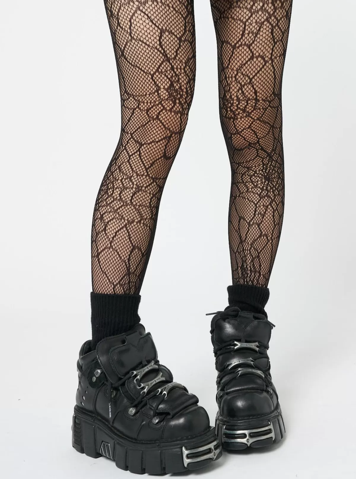 Store Minga London Forest Web Patterned Tights Black