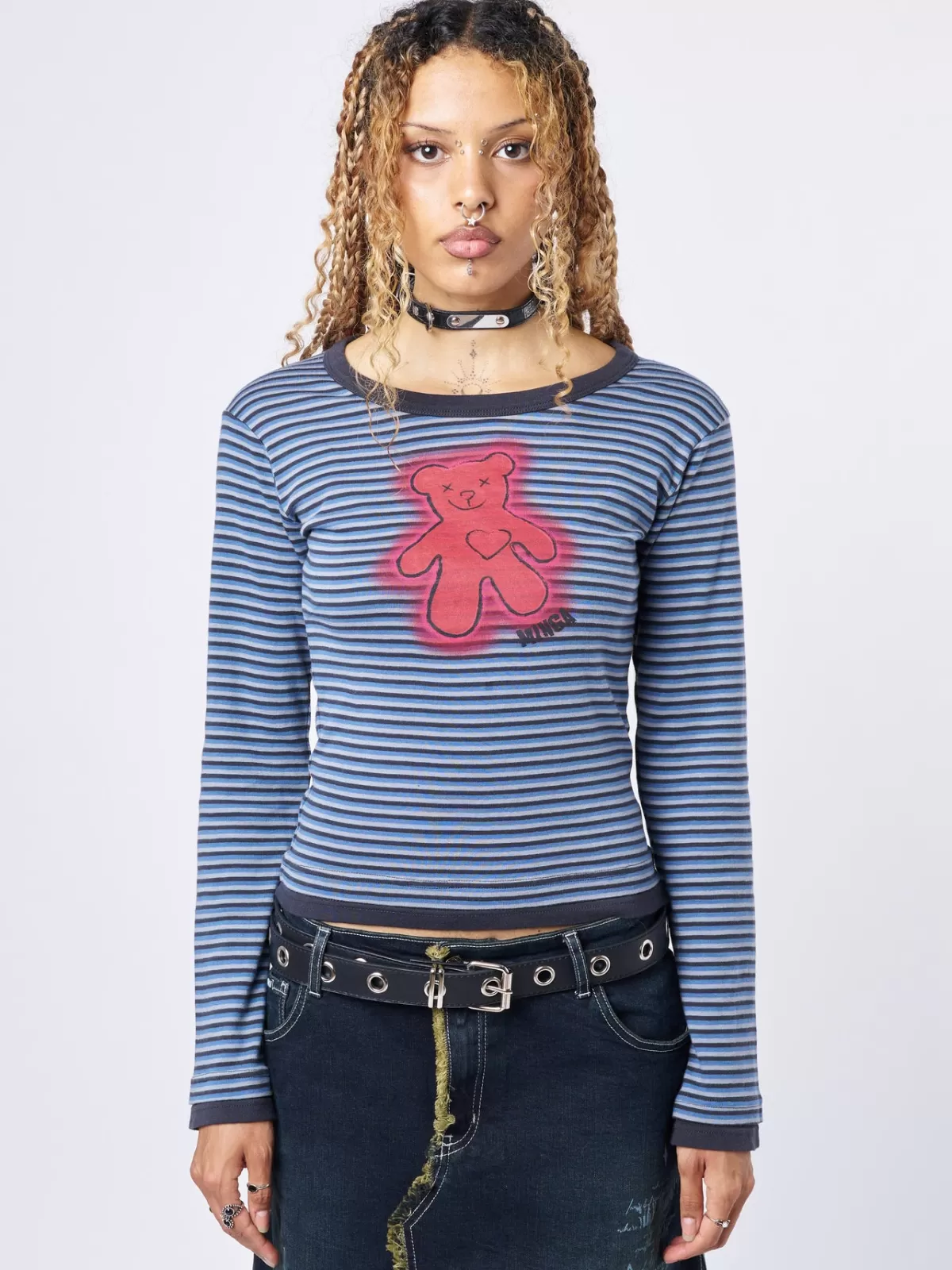 Store Minga London Bloody Teddy Striped Top Blue