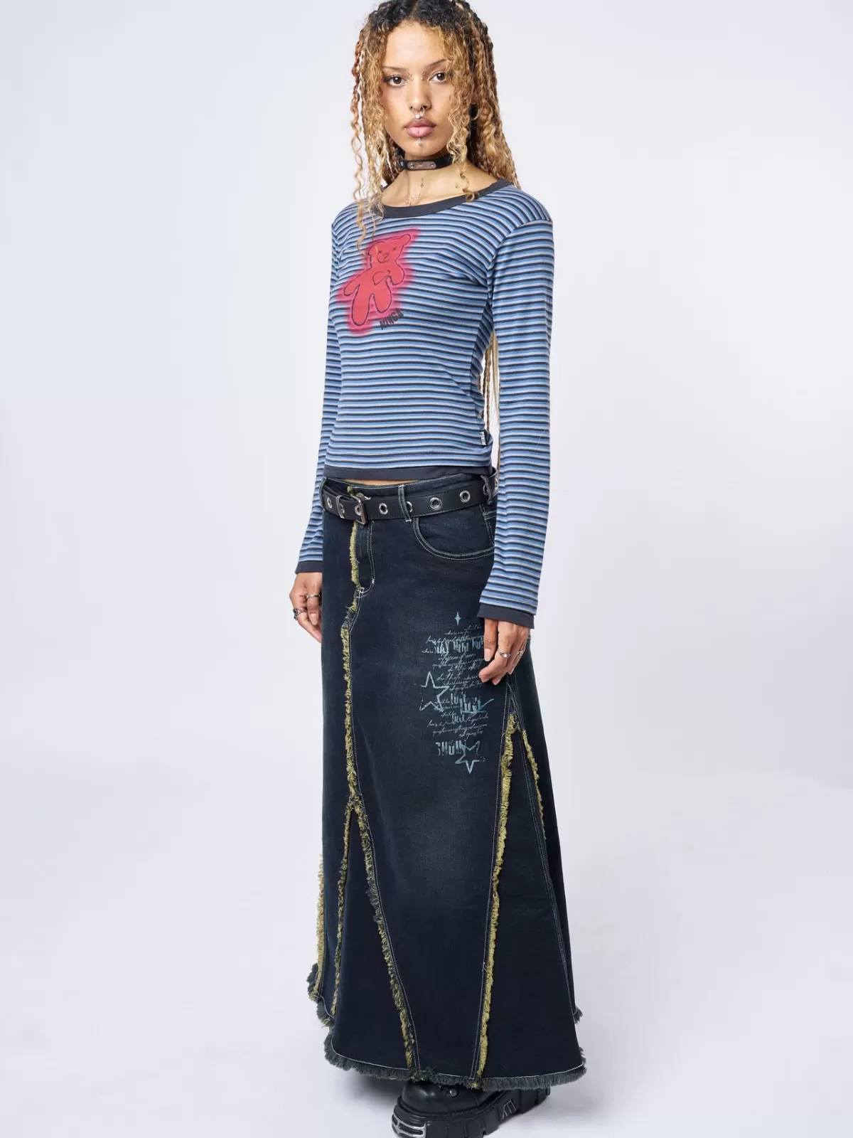 Store Minga London Bloody Teddy Striped Top Blue