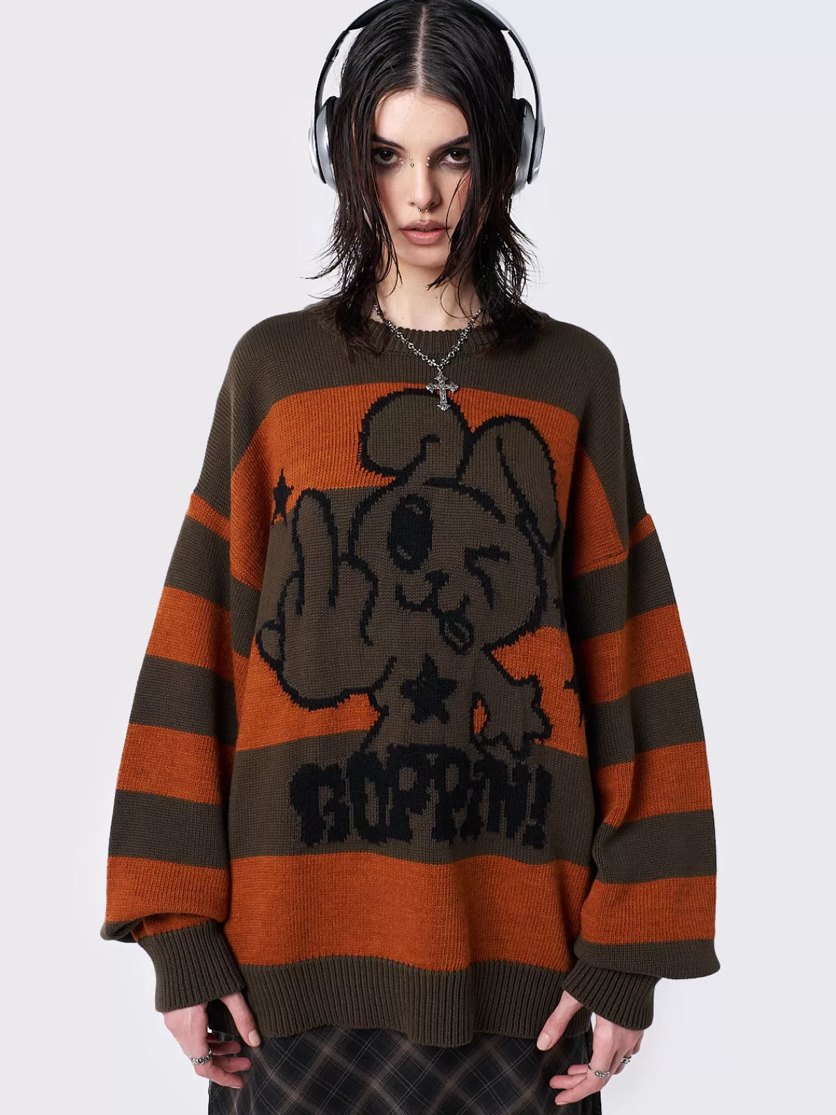 New Minga London Boppin! Jacquard Striped Knit Sweater Multi