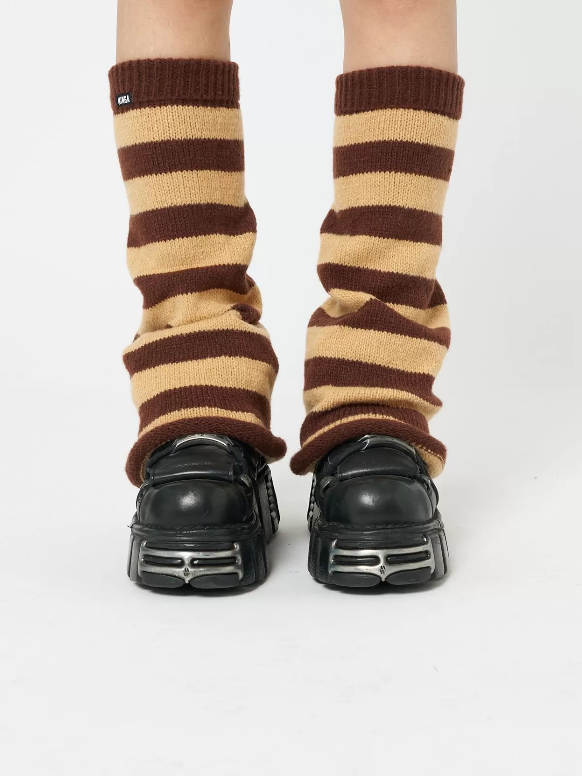 Clearance Minga London & Honey Striped Flare Leg Warmers Brown