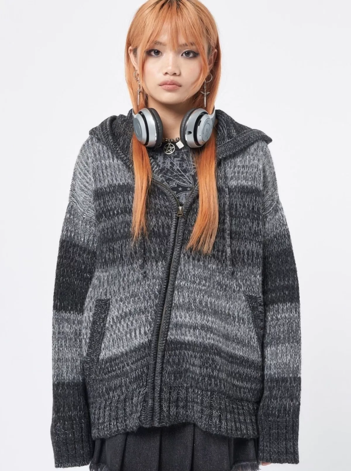 Best Minga London Carbon Oversized Knitted Zip-Up Hoodie Grey
