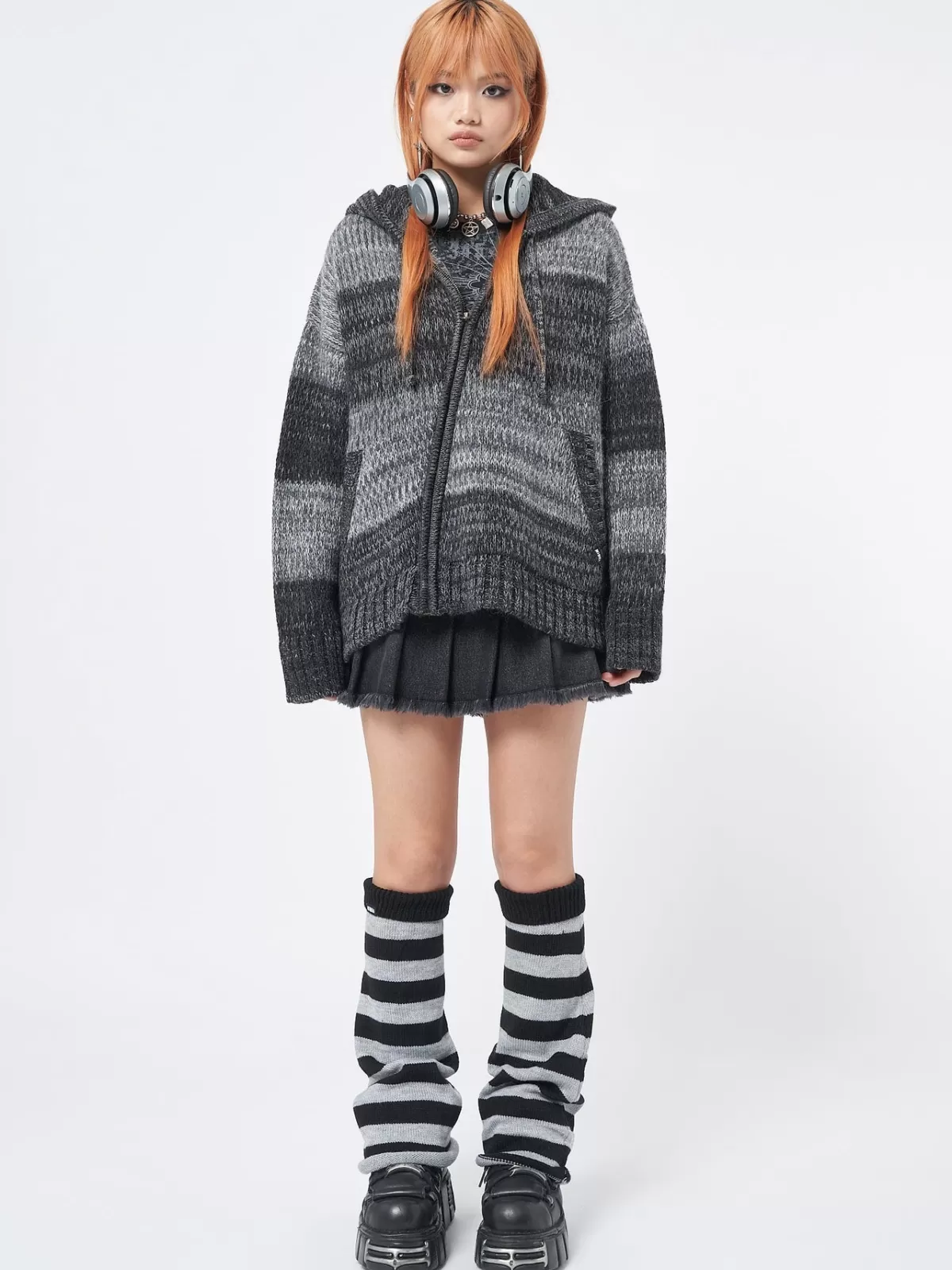 Best Minga London Carbon Oversized Knitted Zip-Up Hoodie Grey