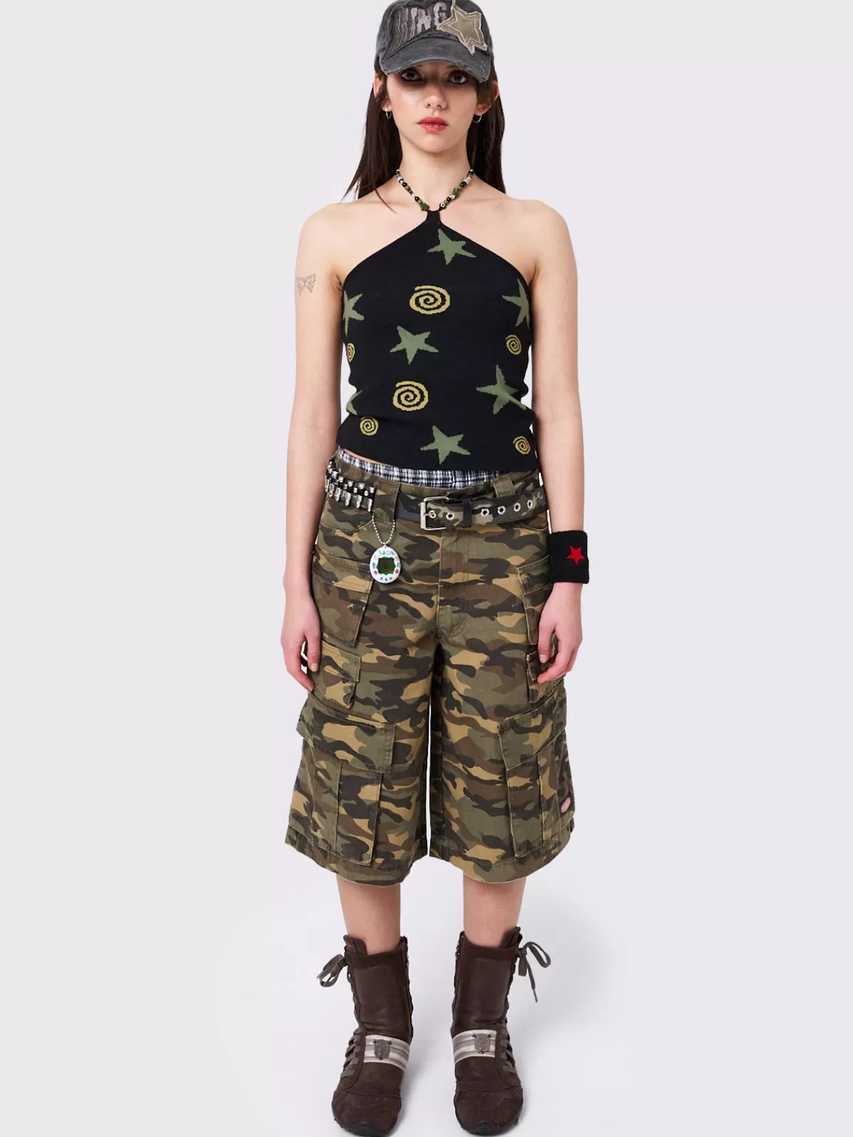 Outlet Minga London Celestial Swirl Beaded Halter Top Black