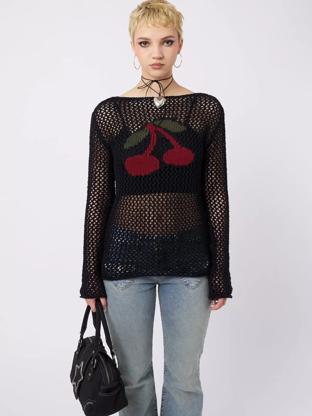 Cheap Minga London Cerise Open Knit Jumper Black