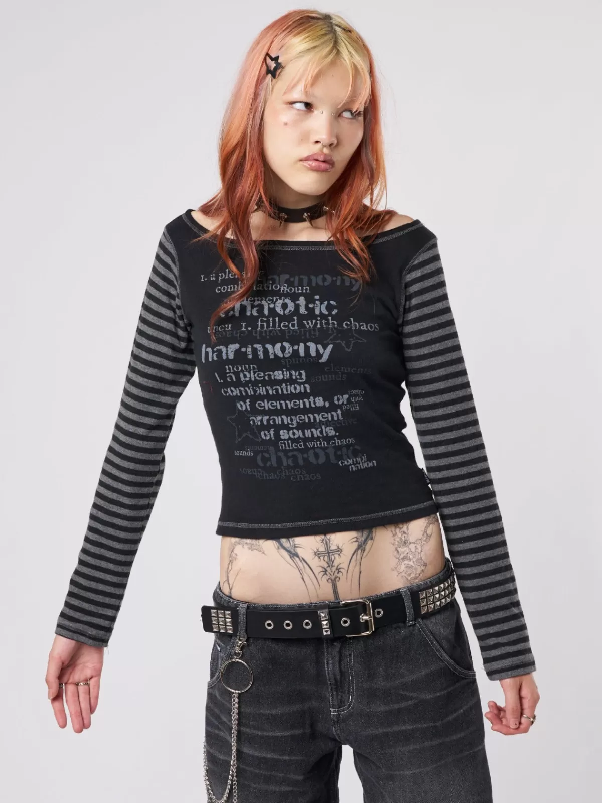 Best Sale Minga London Chaotic Harmony Striped Graphic Top Black