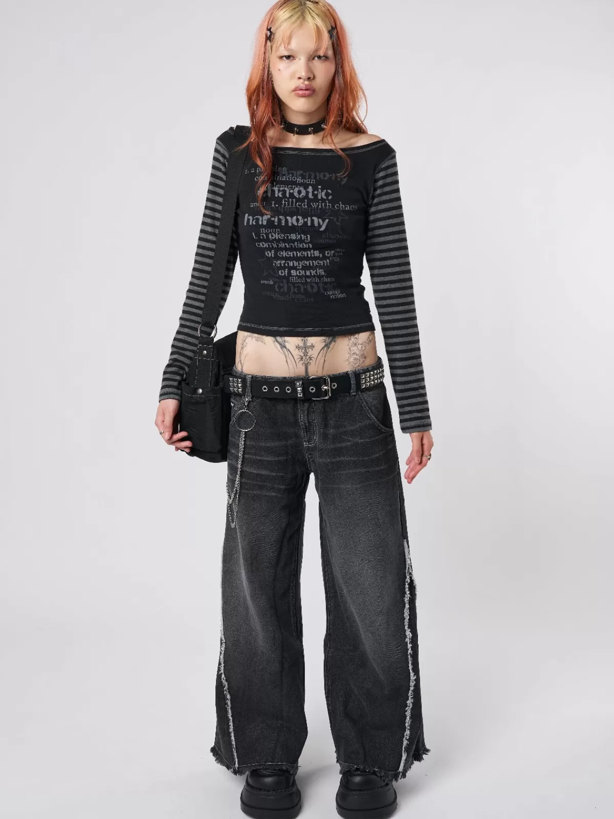 Best Sale Minga London Chaotic Harmony Striped Graphic Top Black