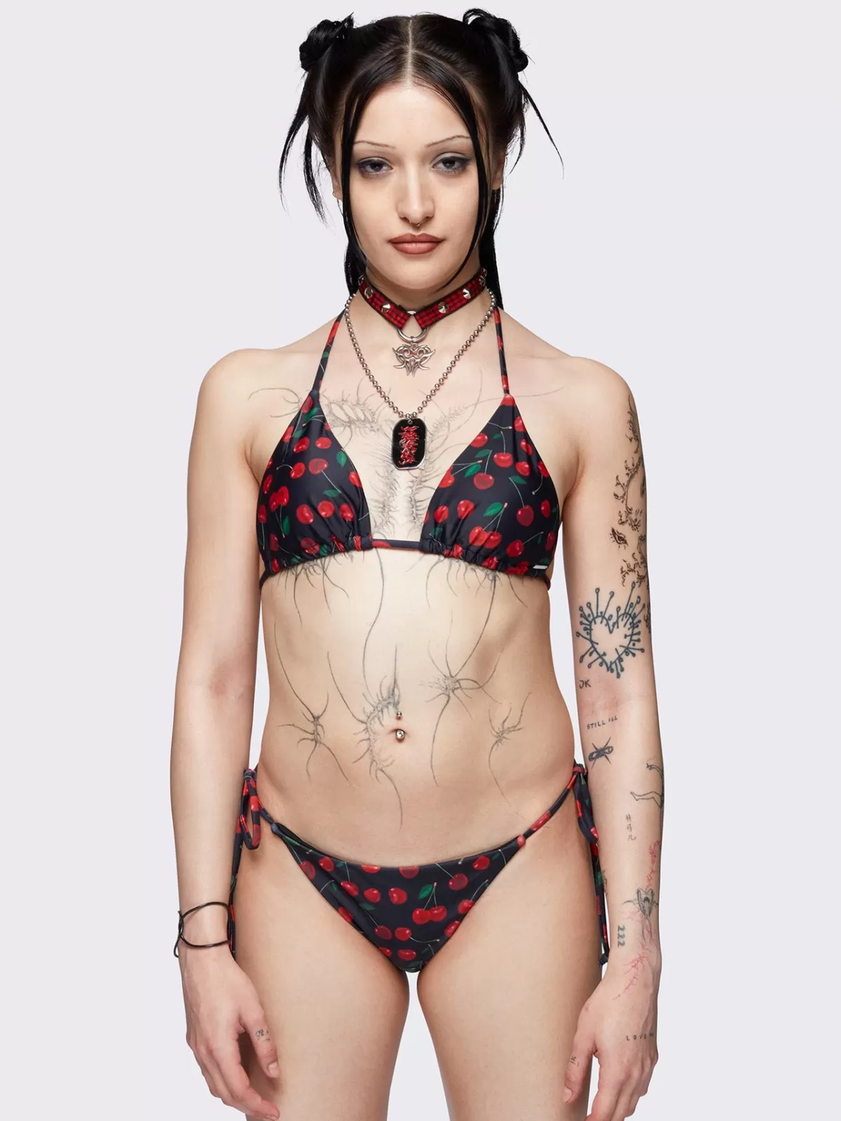 Flash Sale Minga London Cherry Bomb Tie Side Bikini Bottoms Black