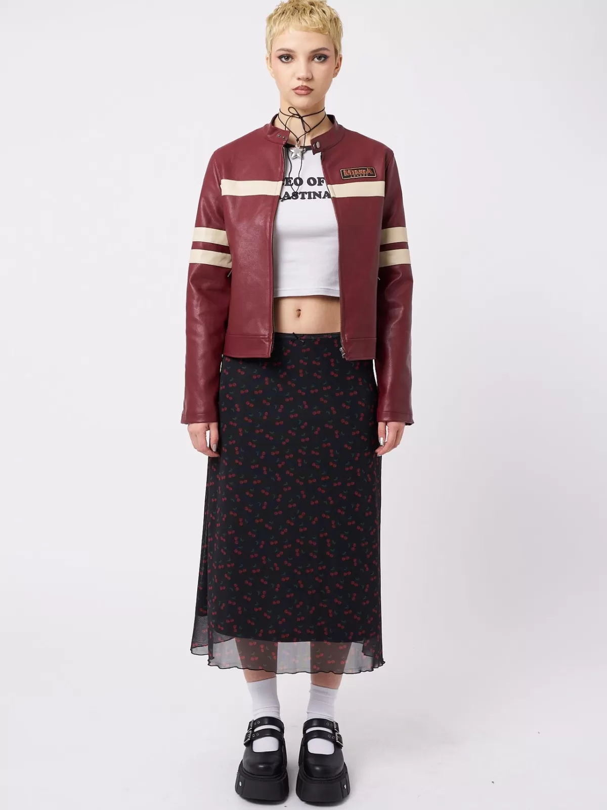 Cheap Minga London Cherry Cola Mesh Midi Skirt Black