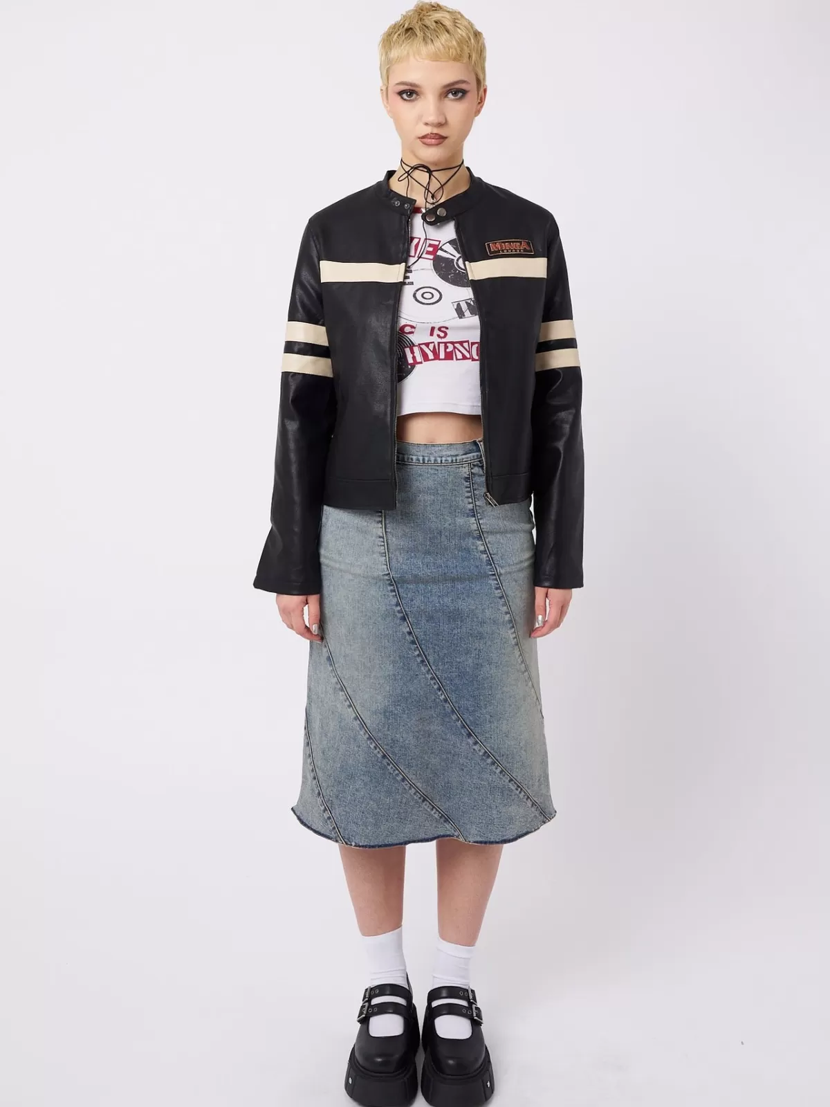 Clearance Minga London Chiara Vegan Racer Jacket Black