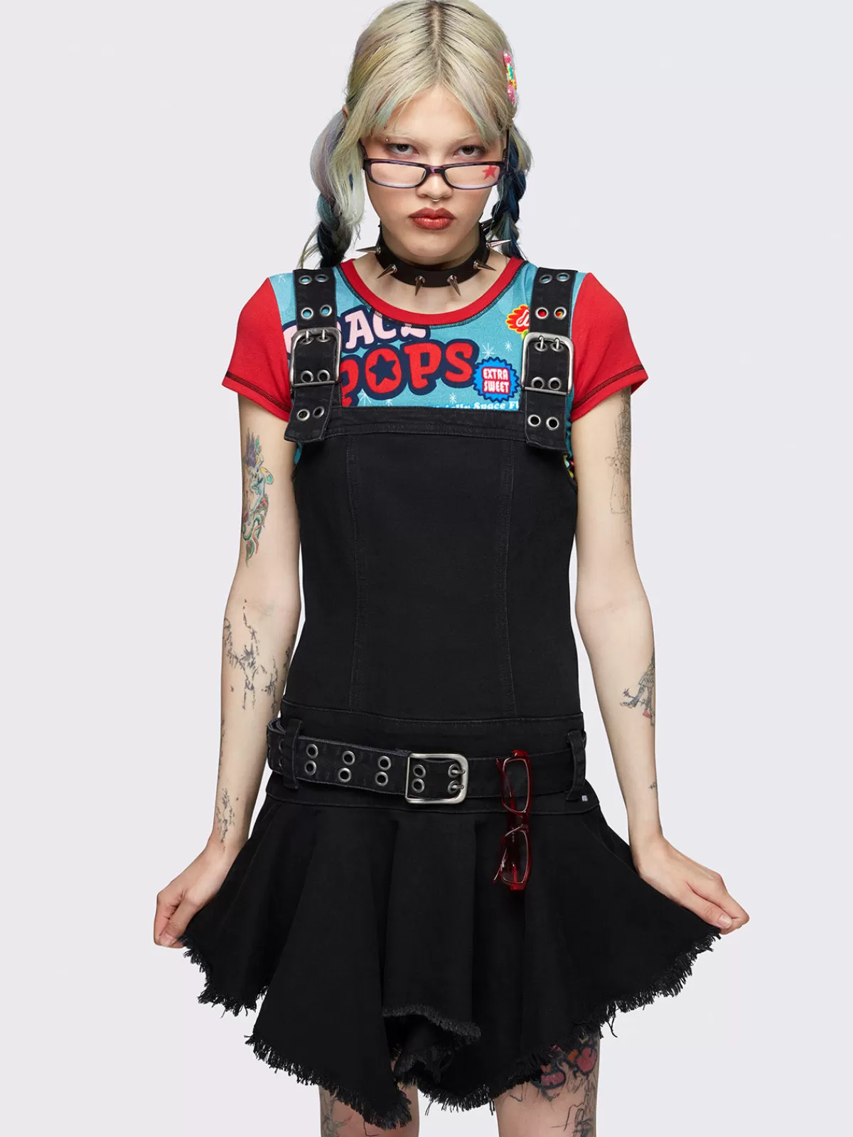 Hot Minga London Claire Denim Mini Dress Black
