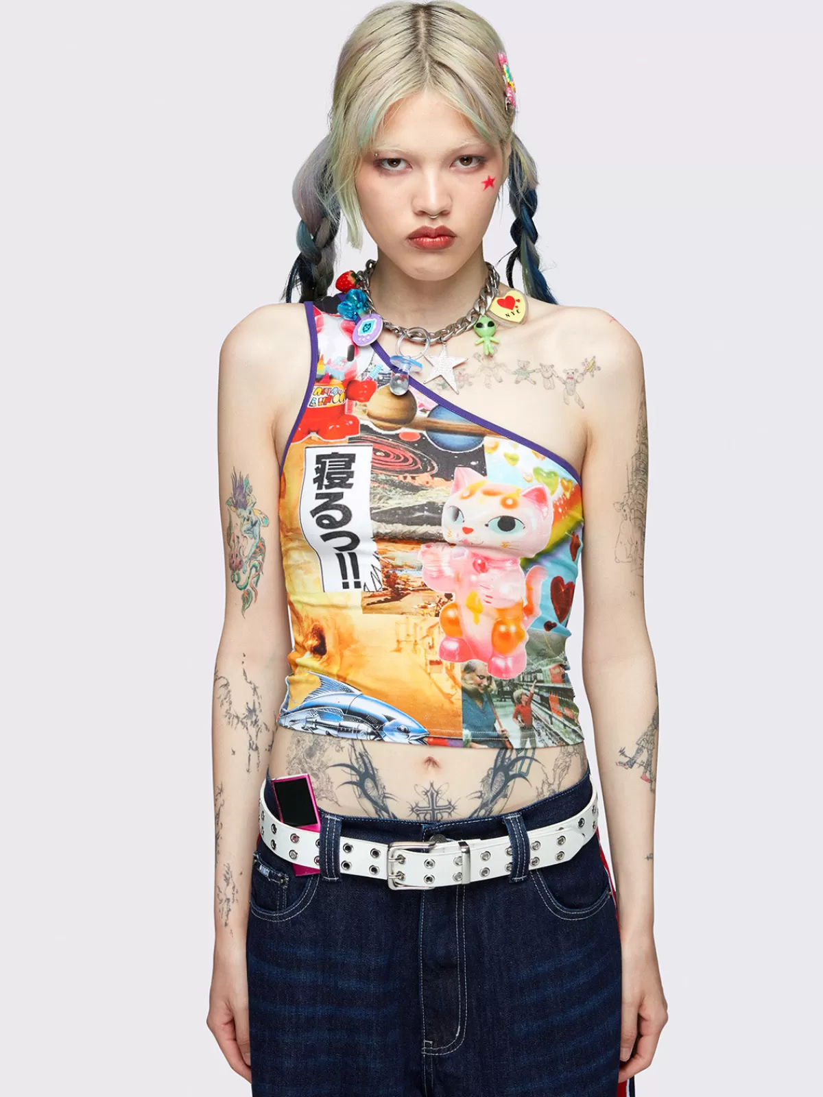 Cheap Minga London Collage Dreams One Shoulder Top Multi