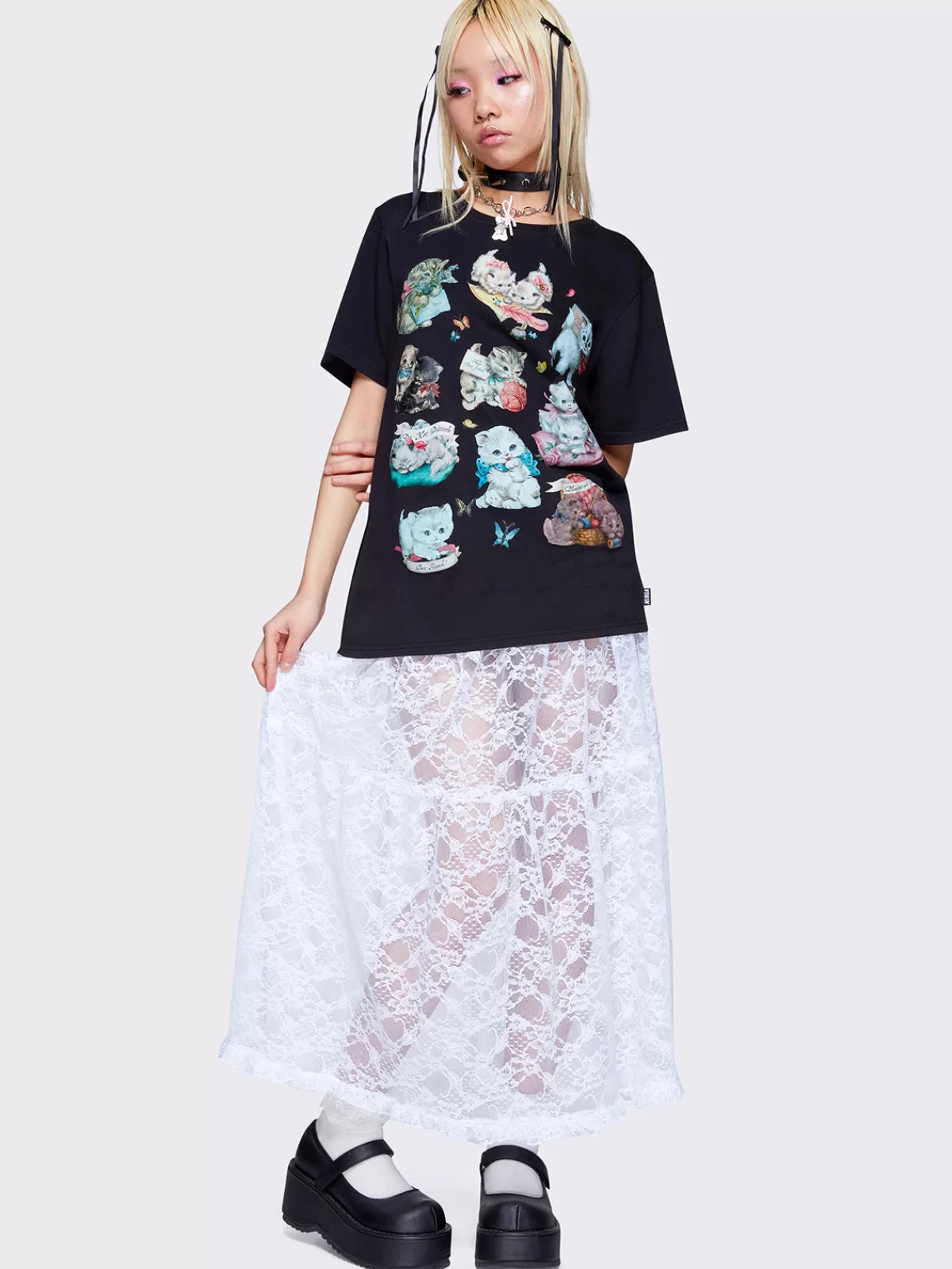 New Minga London Cordelia Ruffled Lace Maxi Skirt White
