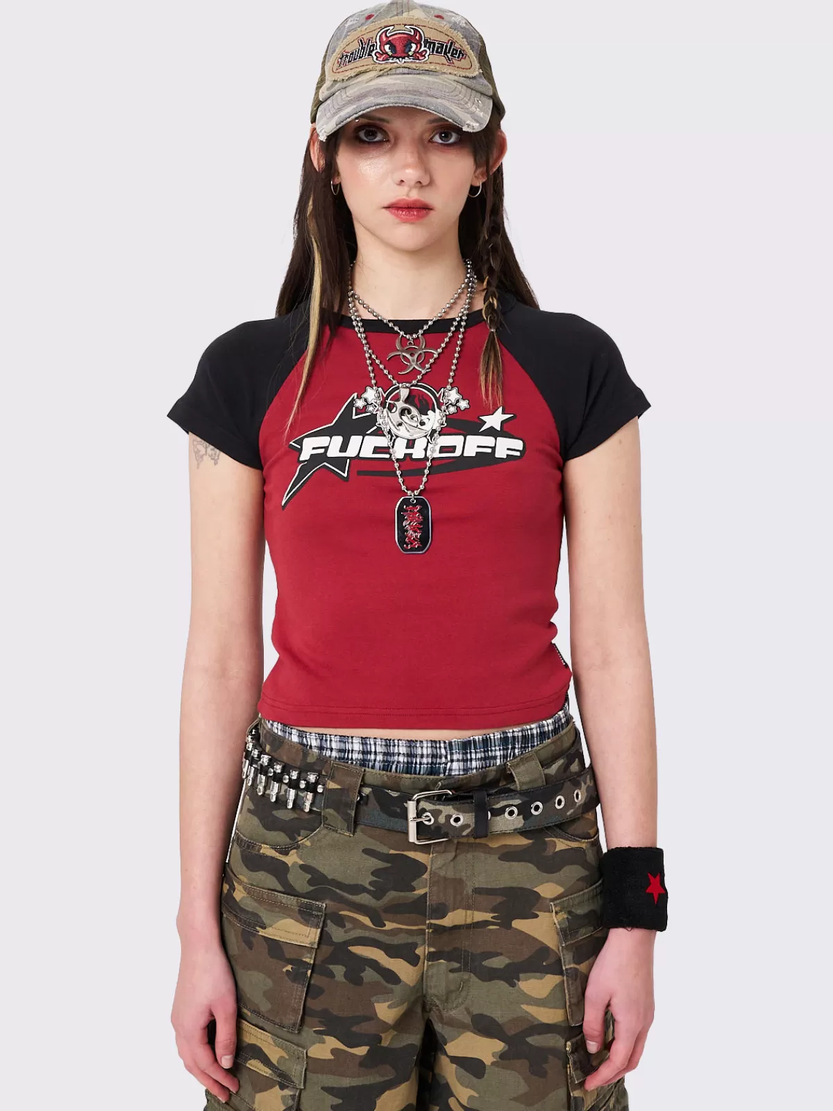 Shop Minga London Cosmic Rebel Raglan Baby Tee Red