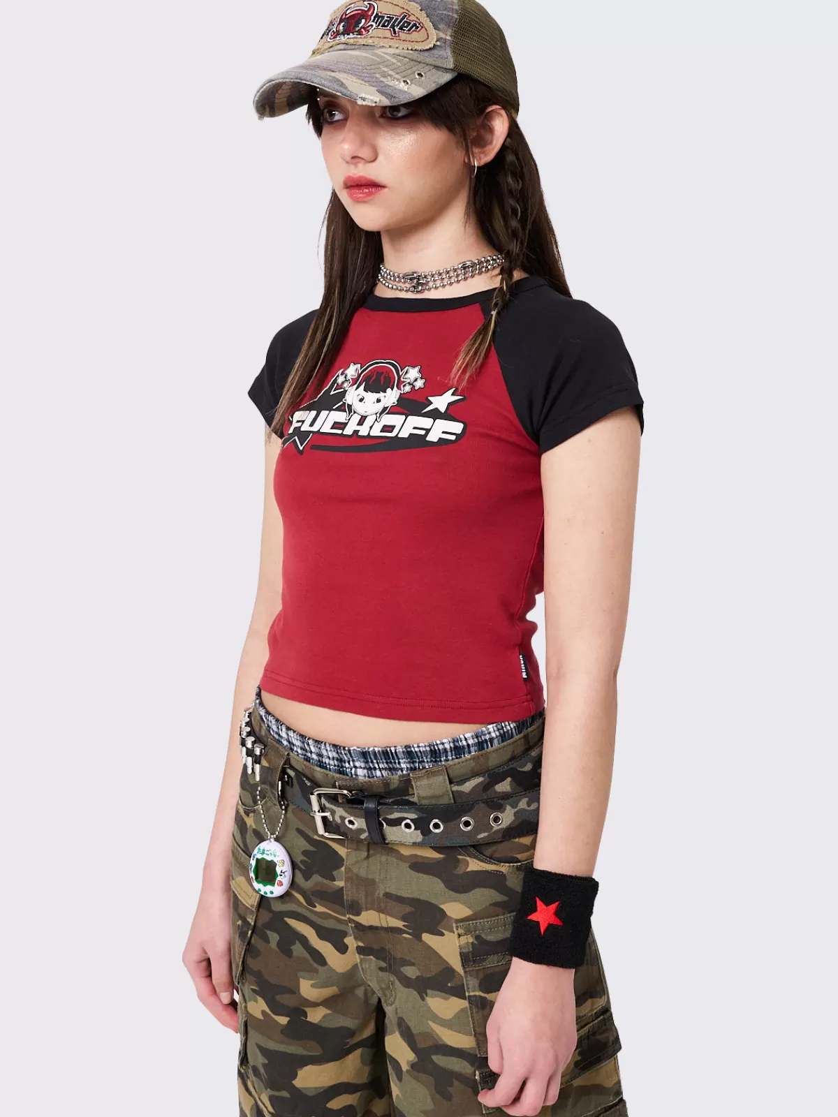 Shop Minga London Cosmic Rebel Raglan Baby Tee Red