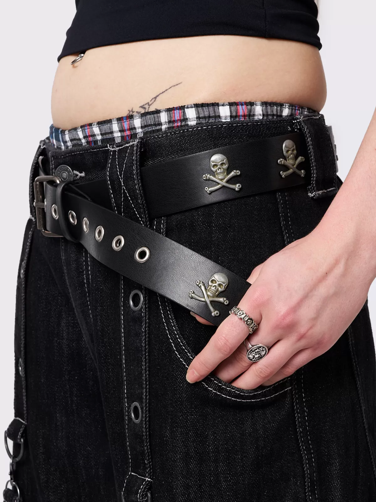Online Minga London Cryptic Skull Buckle Belt Black
