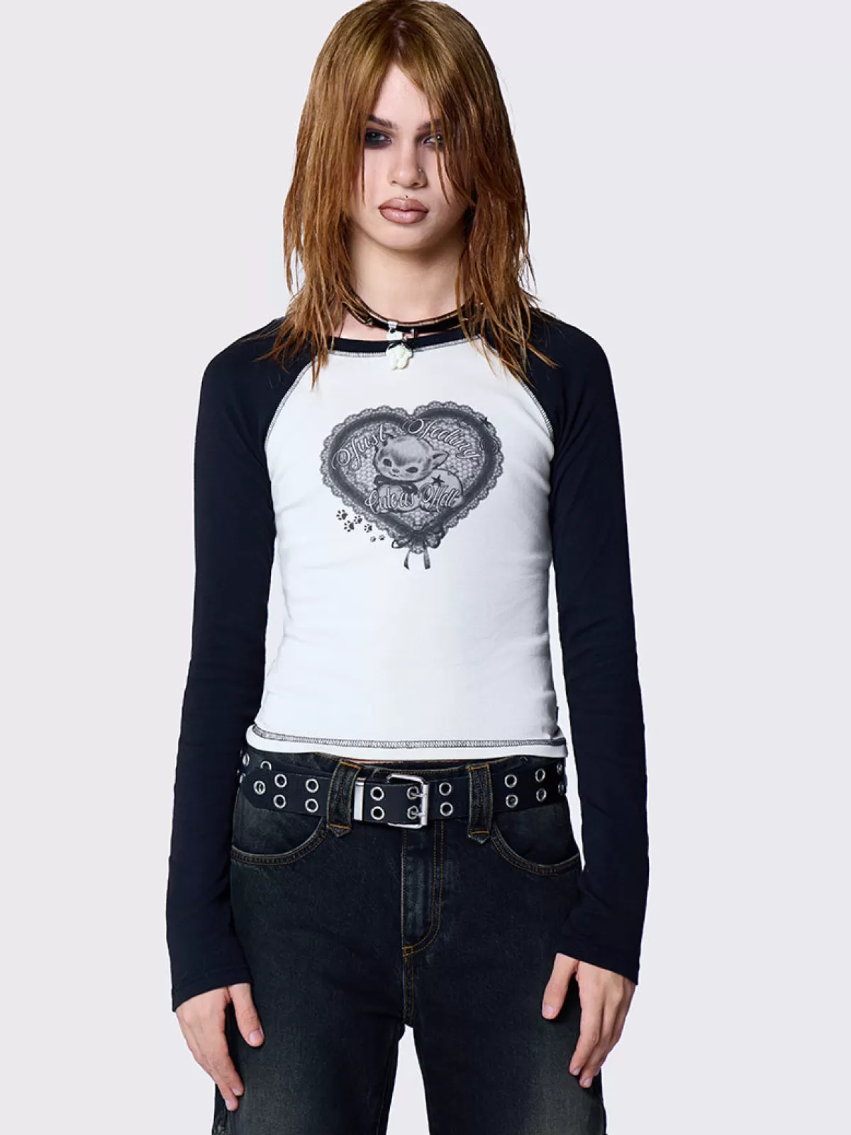 Shop Minga London Cute As Hell Graphic Raglan Top Black