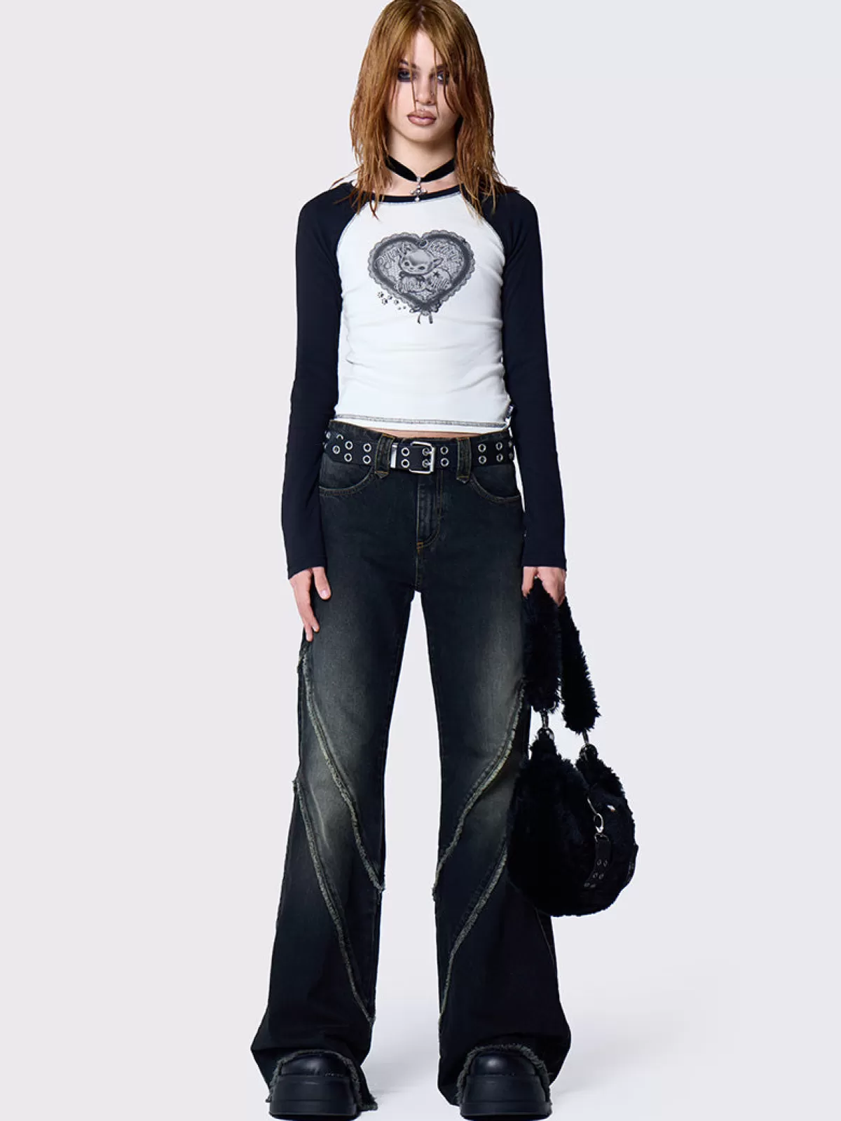 Shop Minga London Cute As Hell Graphic Raglan Top Black
