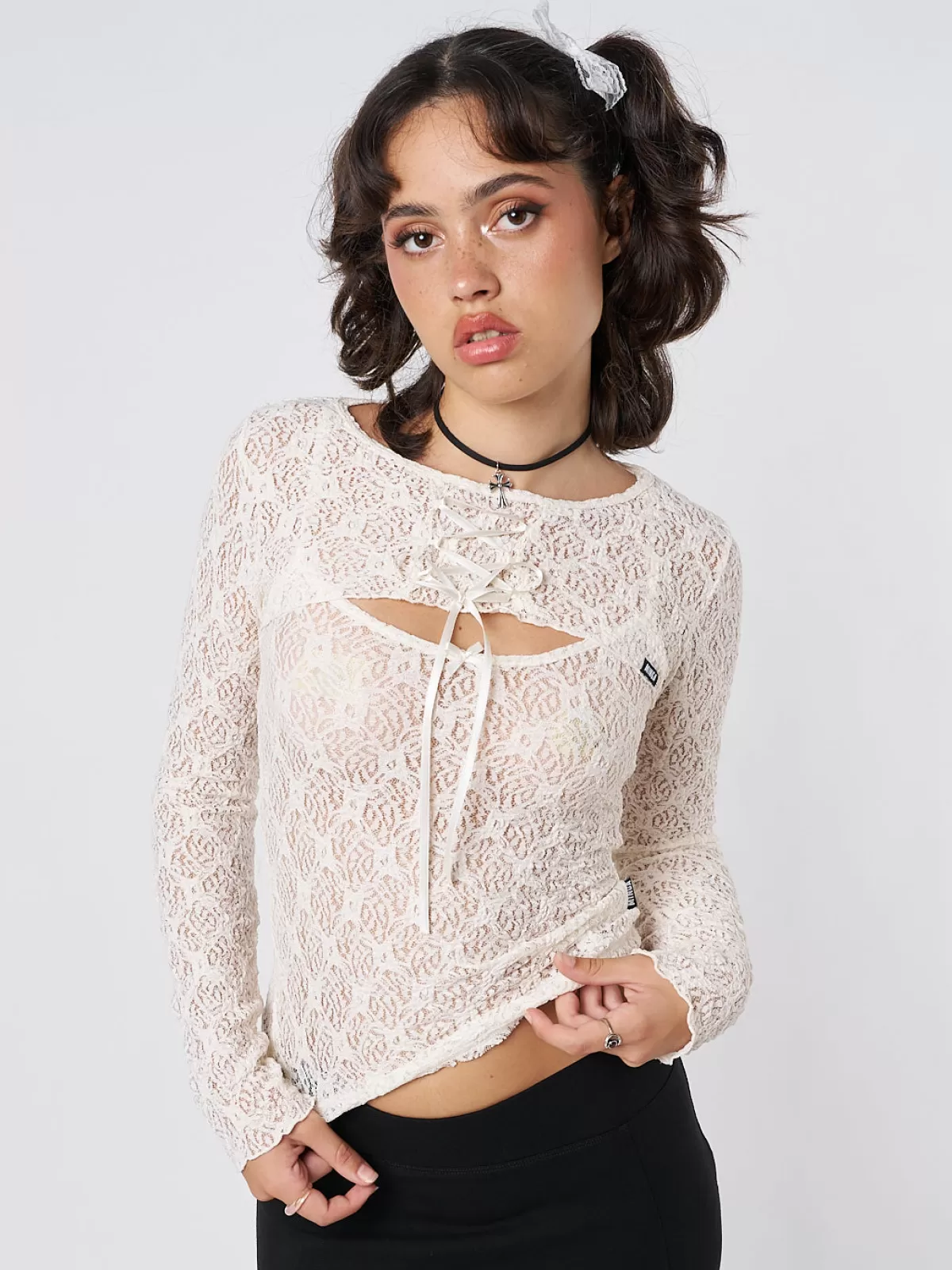 Cheap Minga London Dahlia Shrug & Cami Top Lace Set Cream