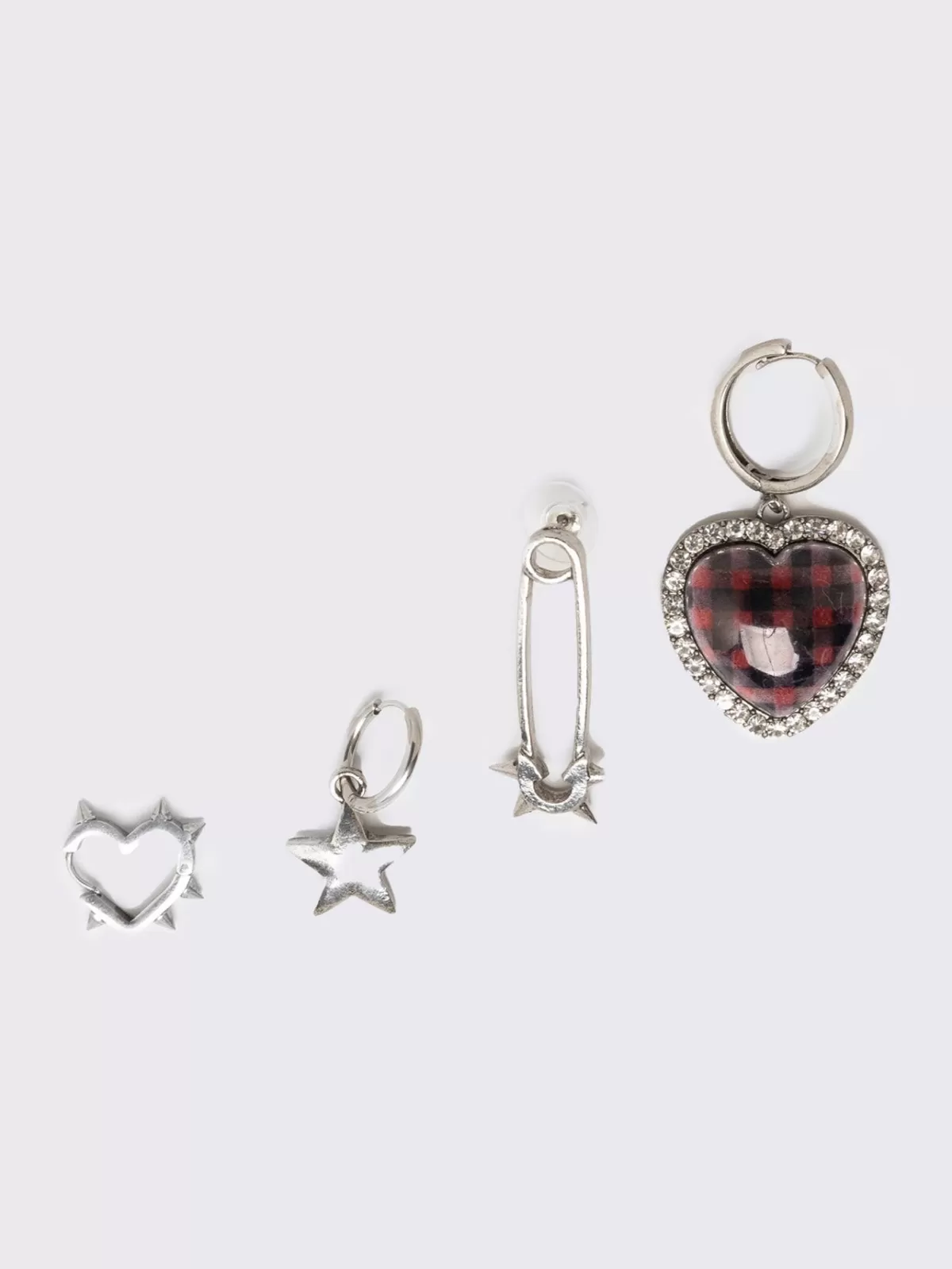 Best Minga London Dark Love 4pc Gothic Earring Set Silver