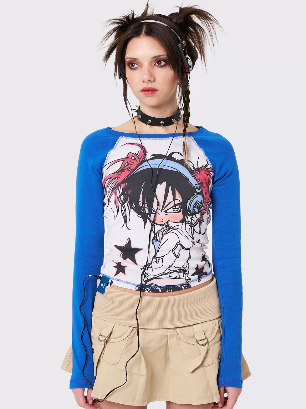 Fashion Minga London Digital Dreamer Raglan Long Sleeve Top Blue