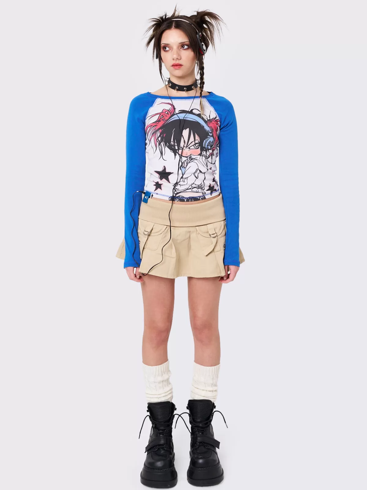 Fashion Minga London Digital Dreamer Raglan Long Sleeve Top Blue