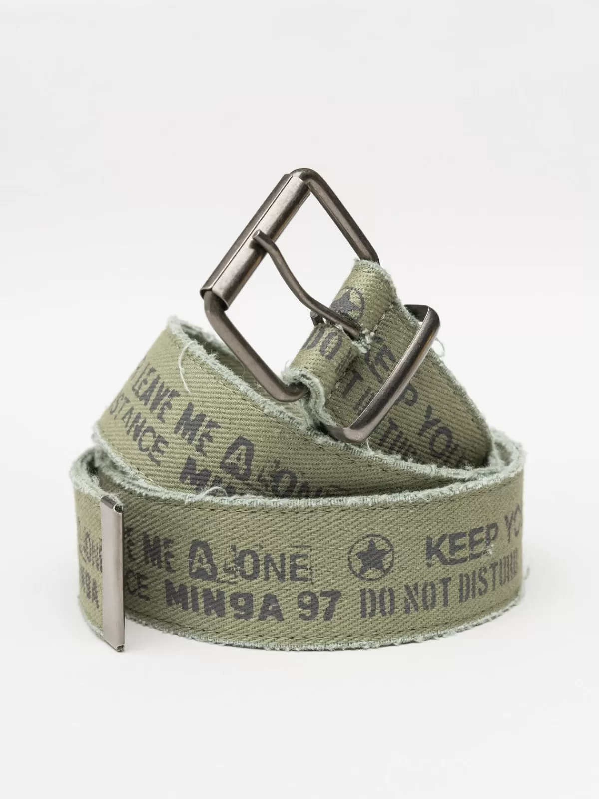 Hot Minga London Do Not Disturb Army Canvas Belt Green