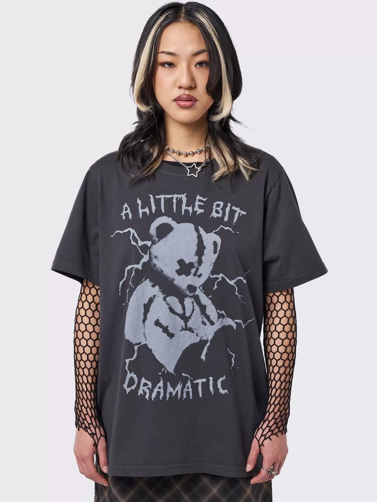 New Minga London Dramatic Teddy Graphic T-shirt Grey