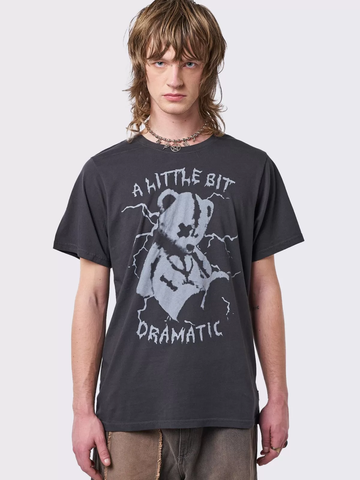New Minga London Dramatic Teddy Graphic T-shirt Grey