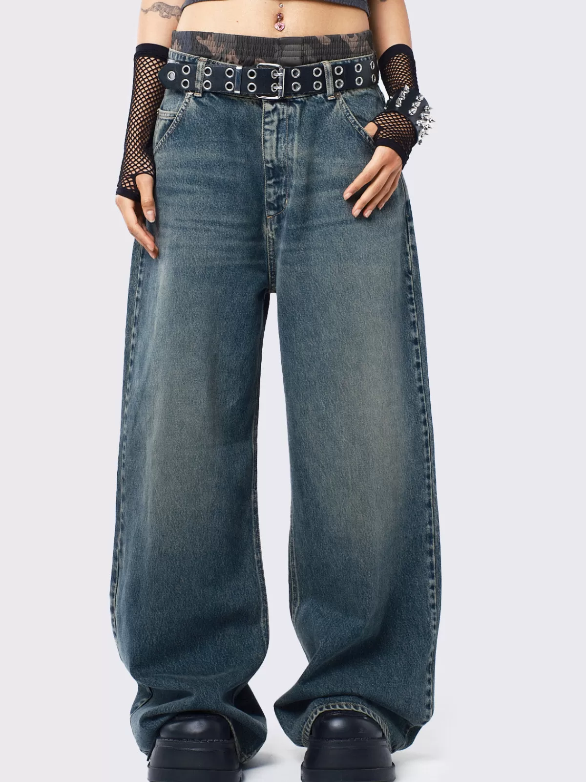 Best Sale Minga London Echo Washed Overdye Baggy Jeans Blue
