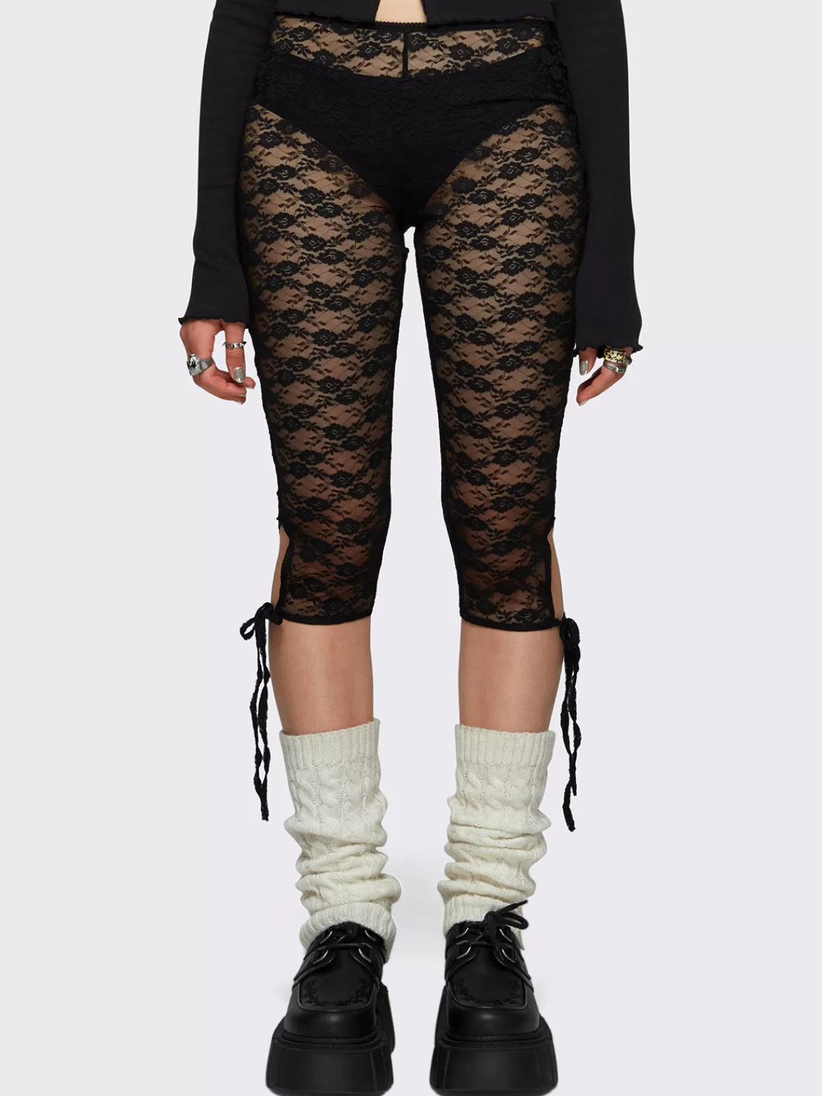 Best Sale Minga London Elara Lace Capri Leggings Black