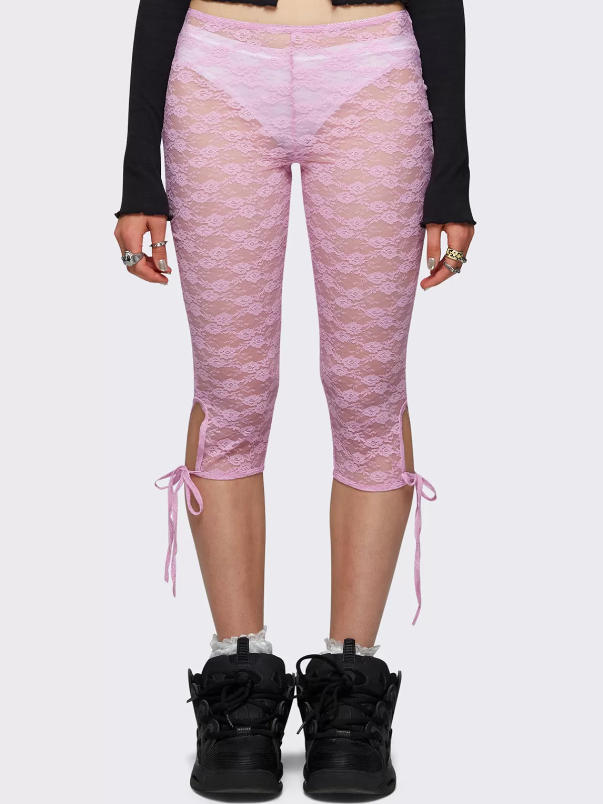Outlet Minga London Elara Lace Capri Leggings Pink