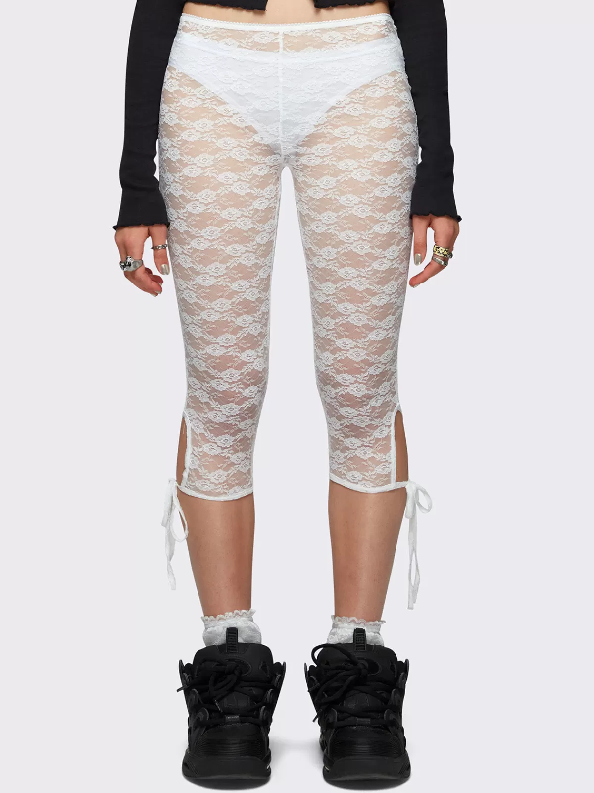 Sale Minga London Elara Lace Capri Leggings White