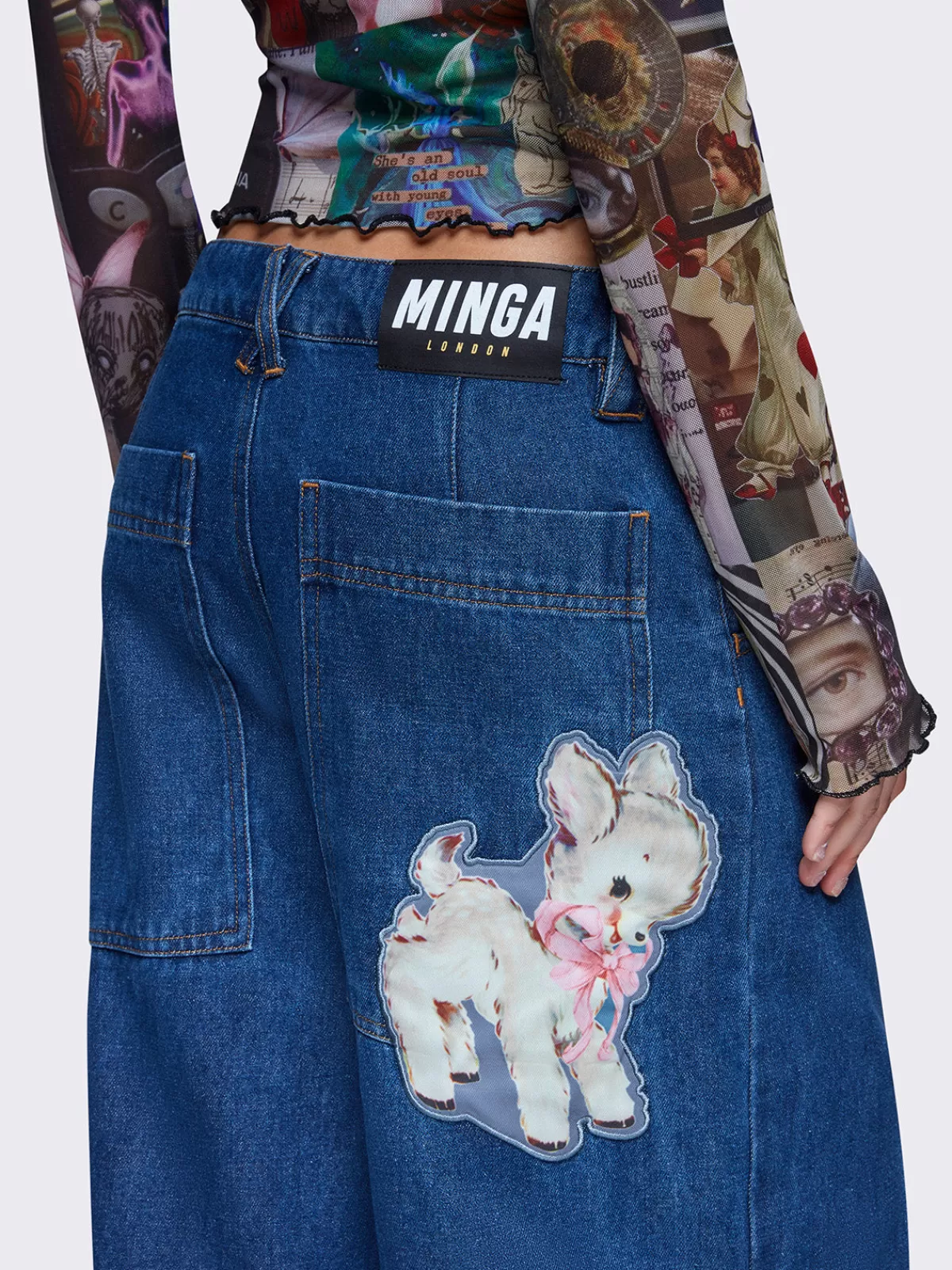 Sale Minga London Elisa Lace Up Wide Leg Jeans Blue