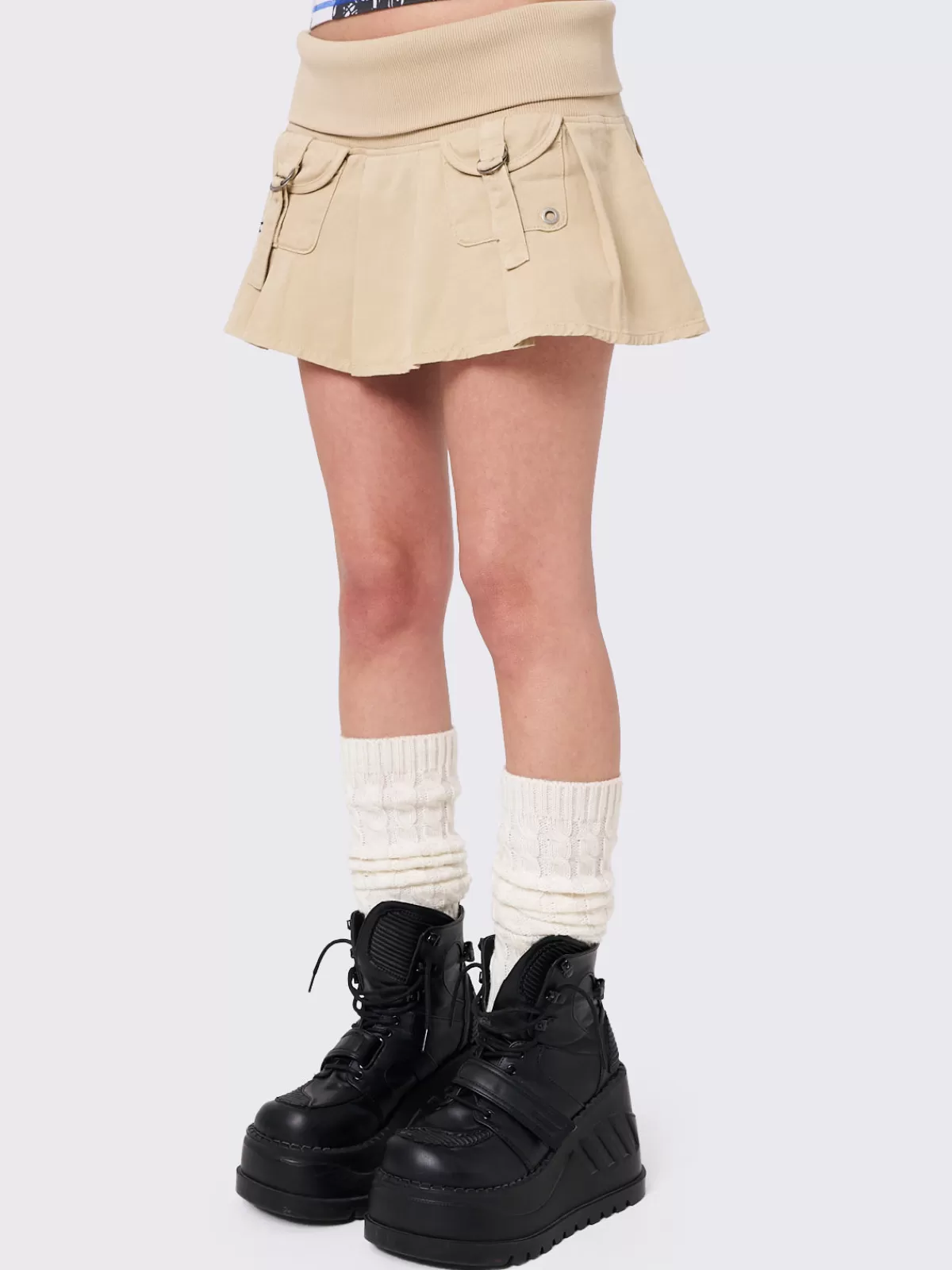 Cheap Minga London Ella Twill Pleated Mini Skirt Beige