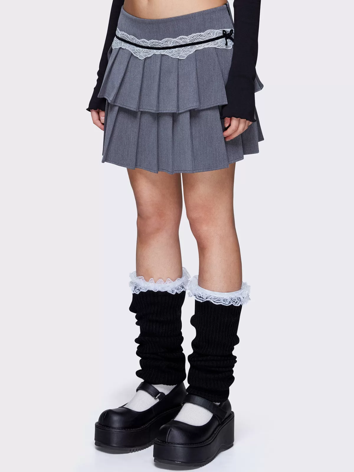 Discount Minga London Elodie Pleated Mini Skirt Grey