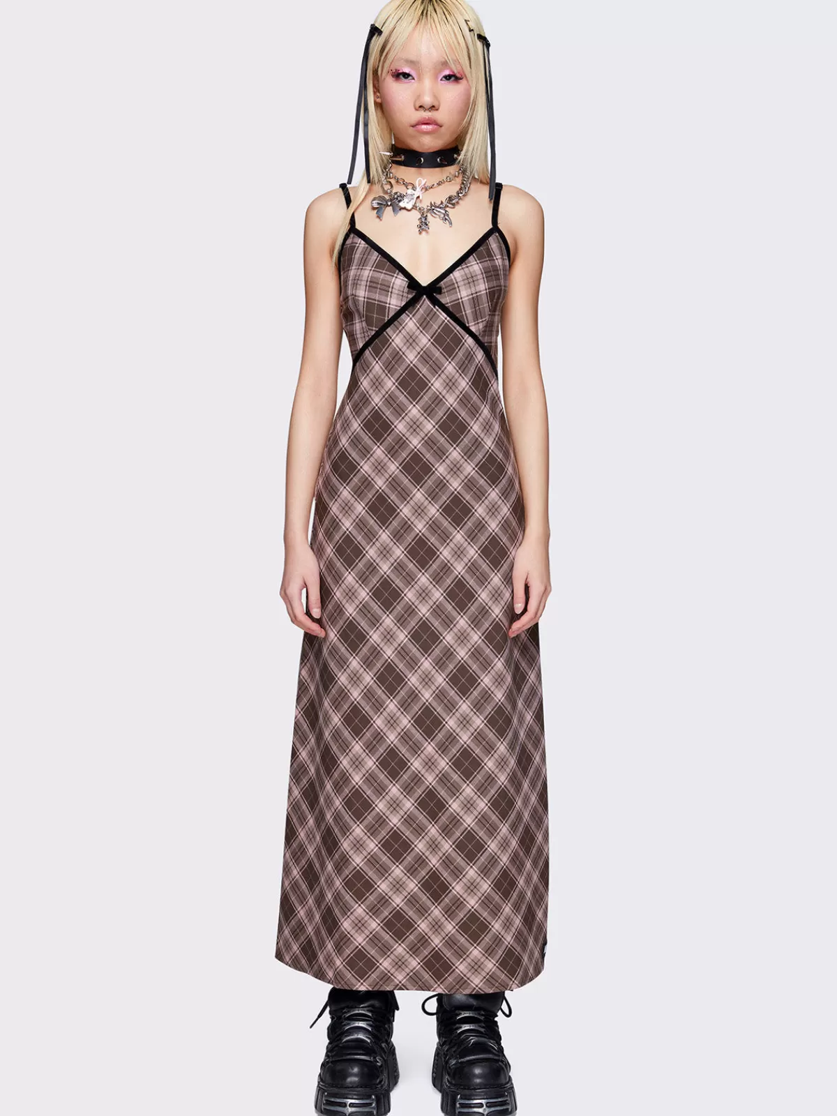Online Minga London Emma Plaid Maxi Dress Pink