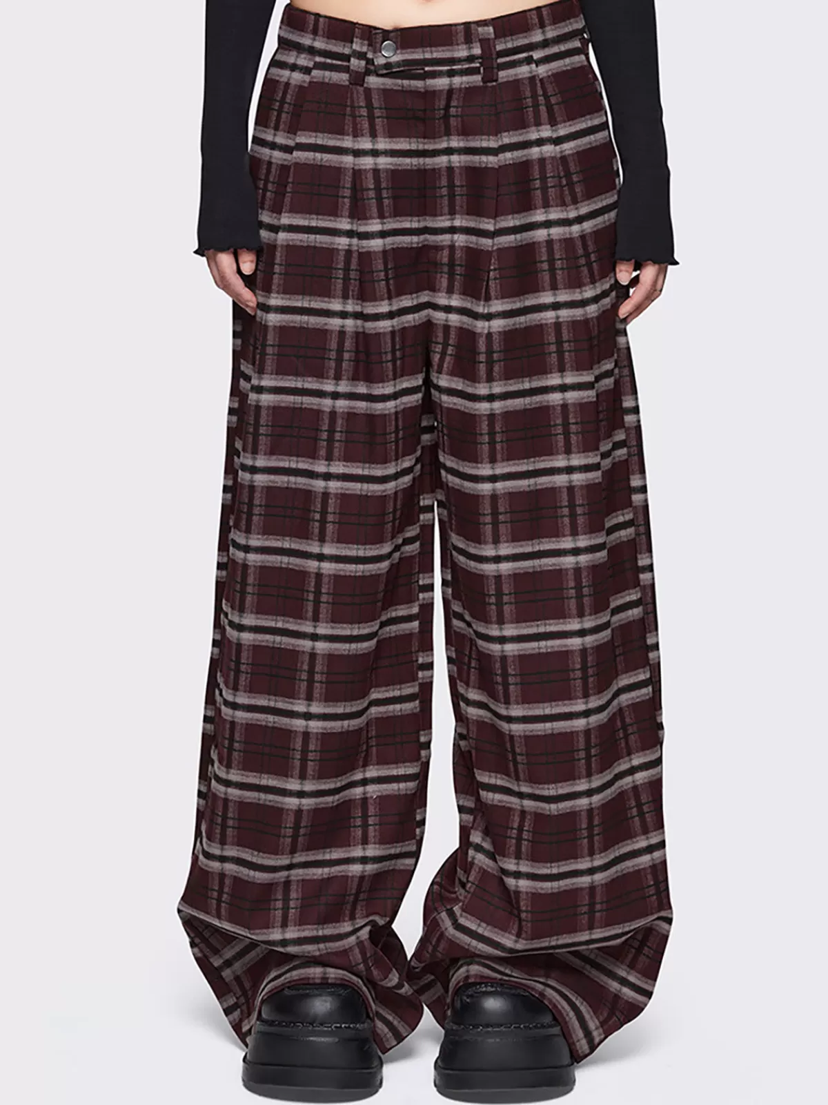 Flash Sale Minga London Freya Plaid Grandpa Pants Burgundy
