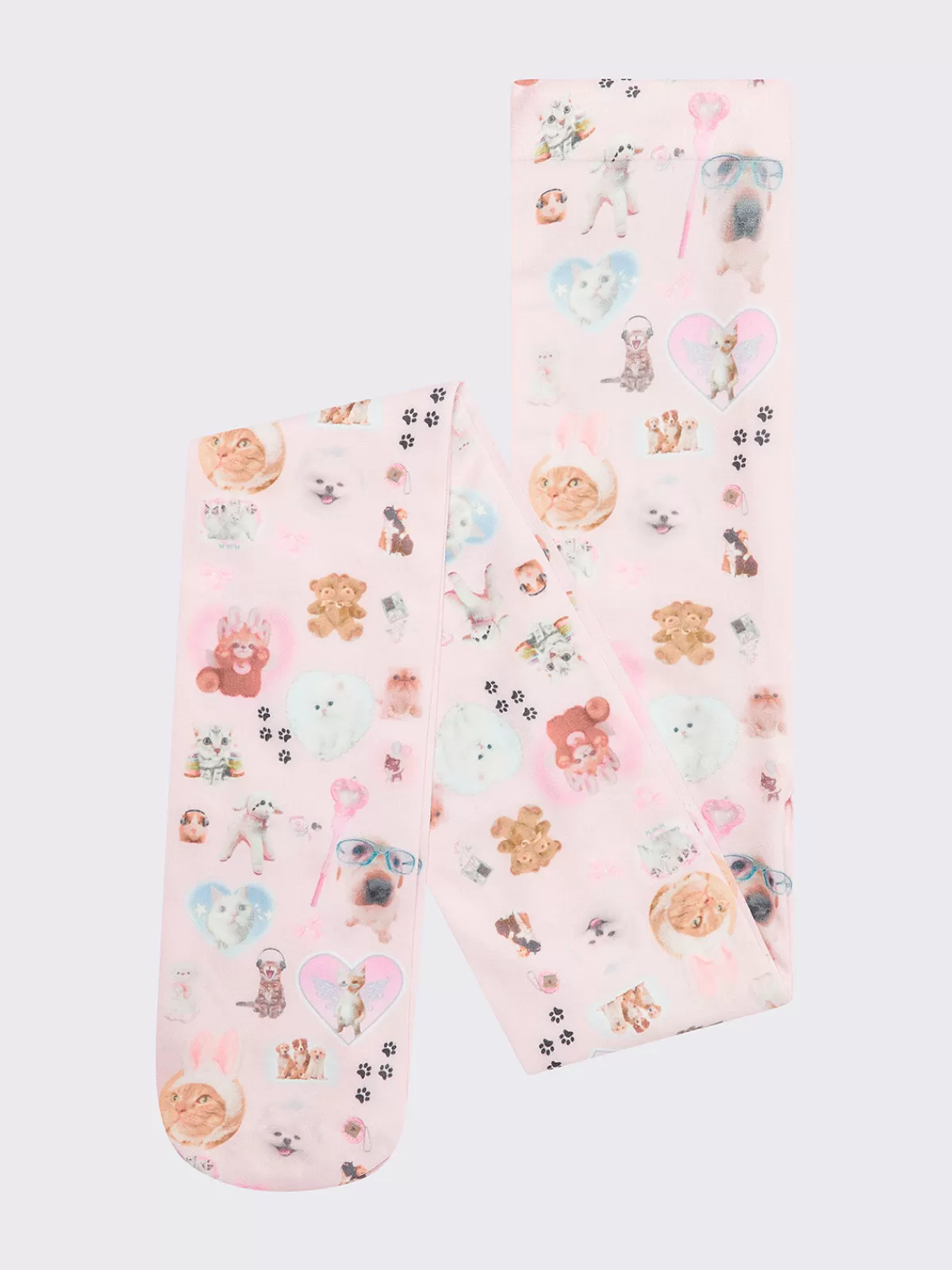 Discount Minga London Fuzzy Friends Patterned Tights Pink