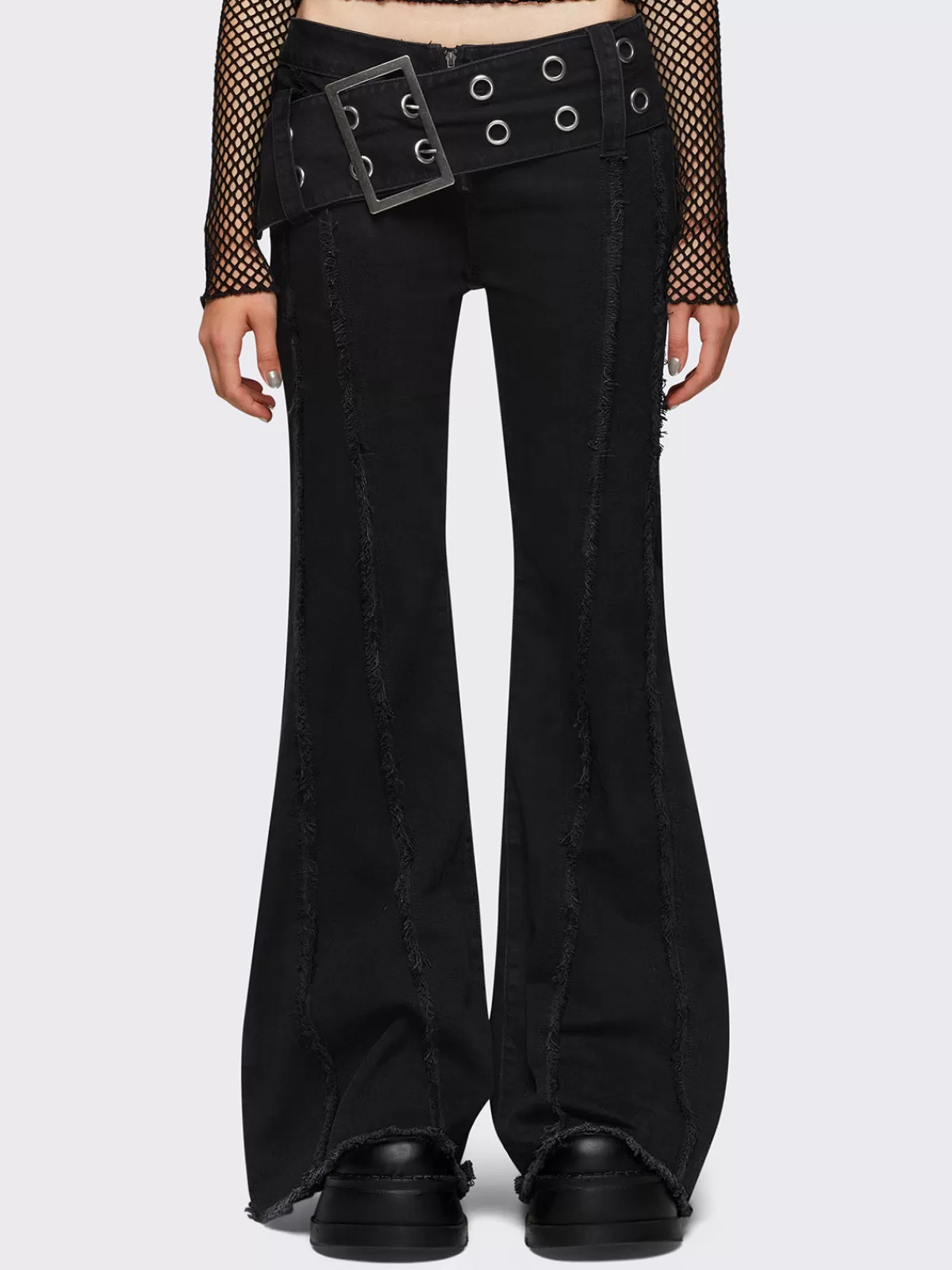 Cheap Minga London Gia Belted Flare Jeans Black